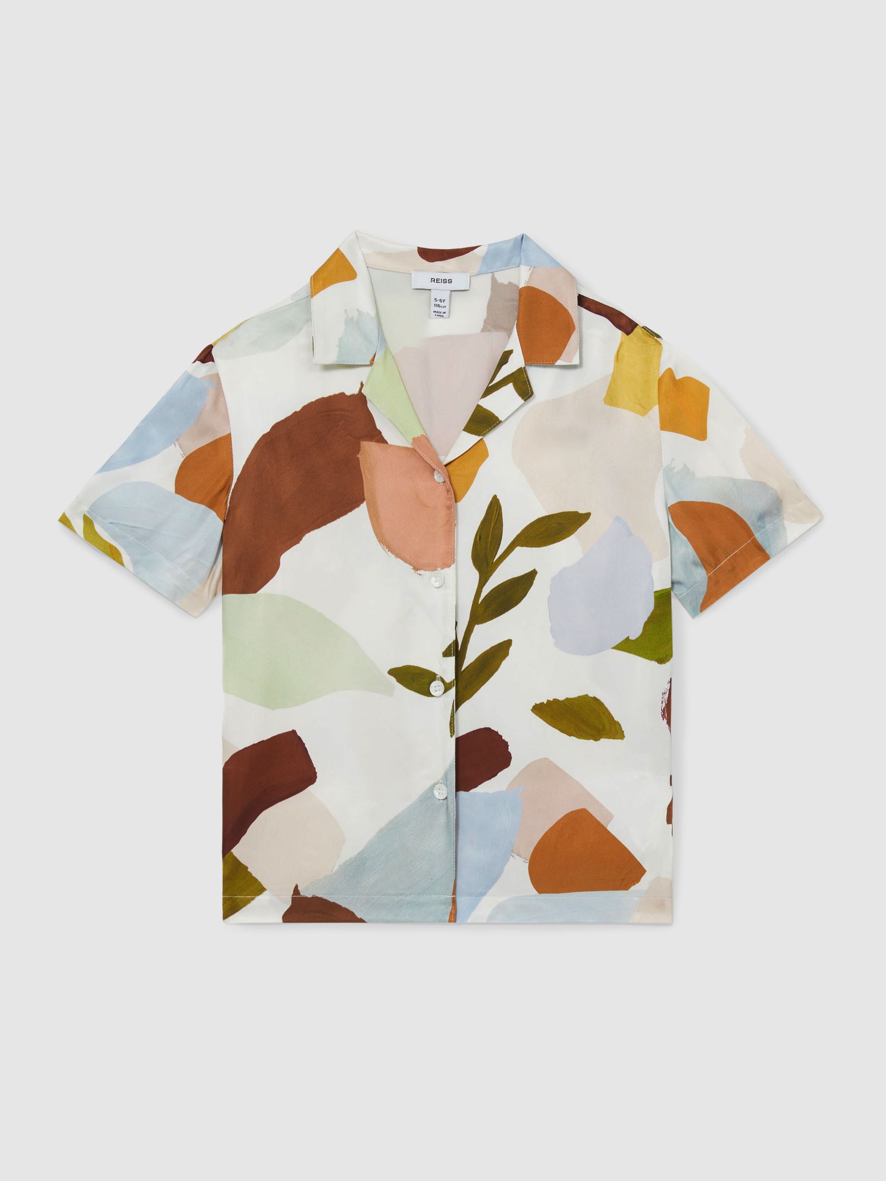 9-13 yrs Printed Cuban Collar Shirt in Multi