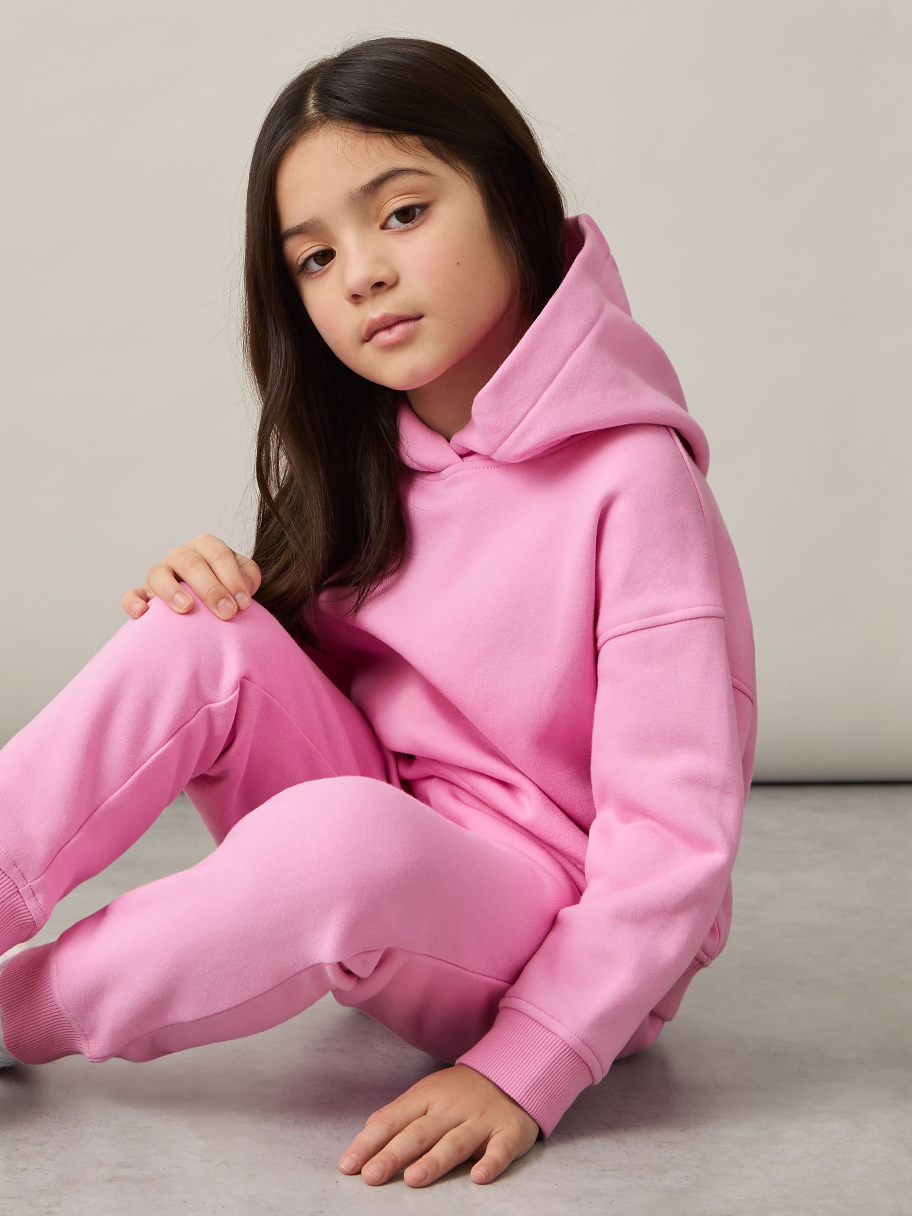 4-9 yrs Cotton-Blend Hoodie And Joggers Set in Bright Pink
