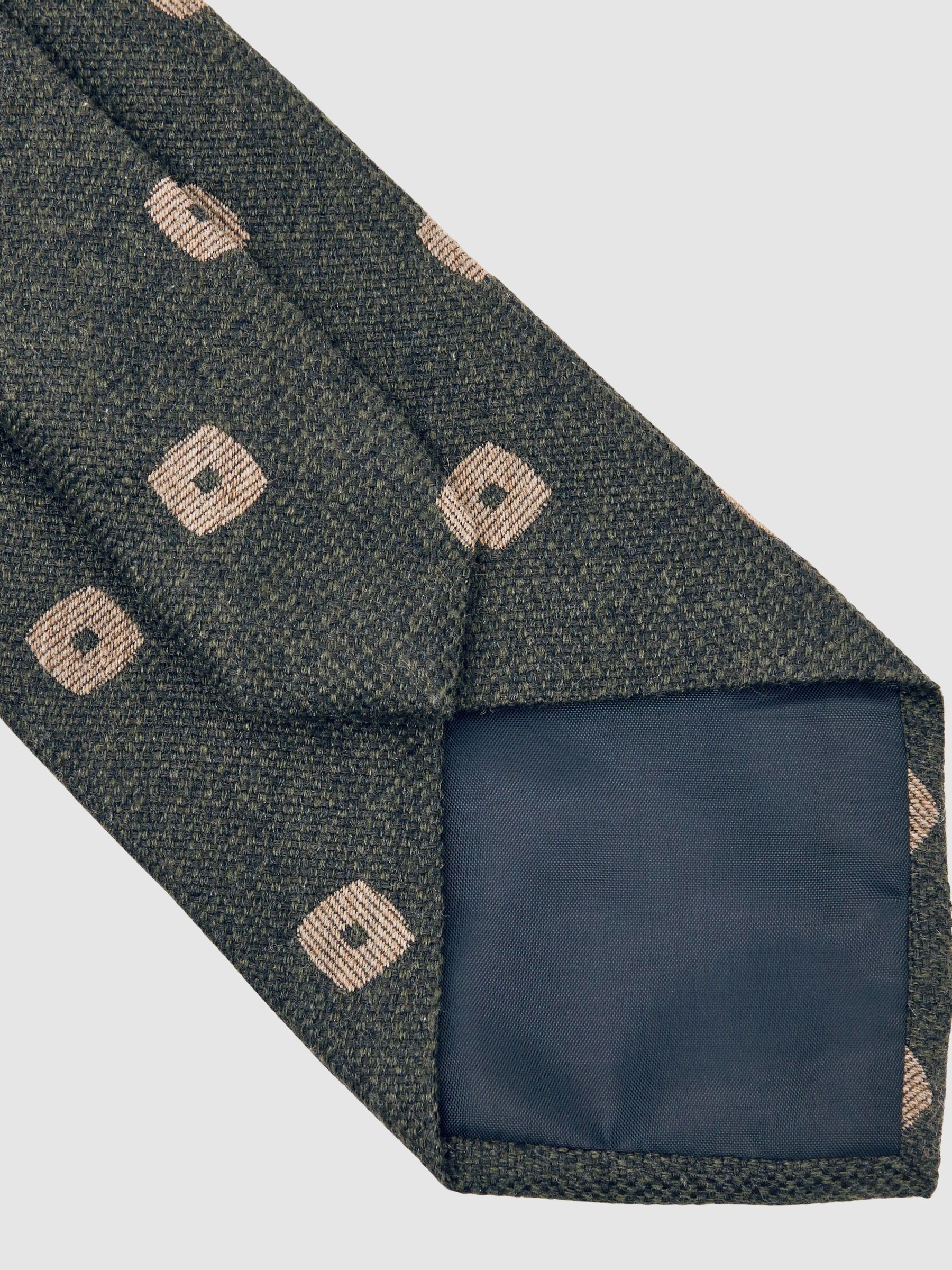 Silk-Wool Square-Medallion Tie in Forest Green