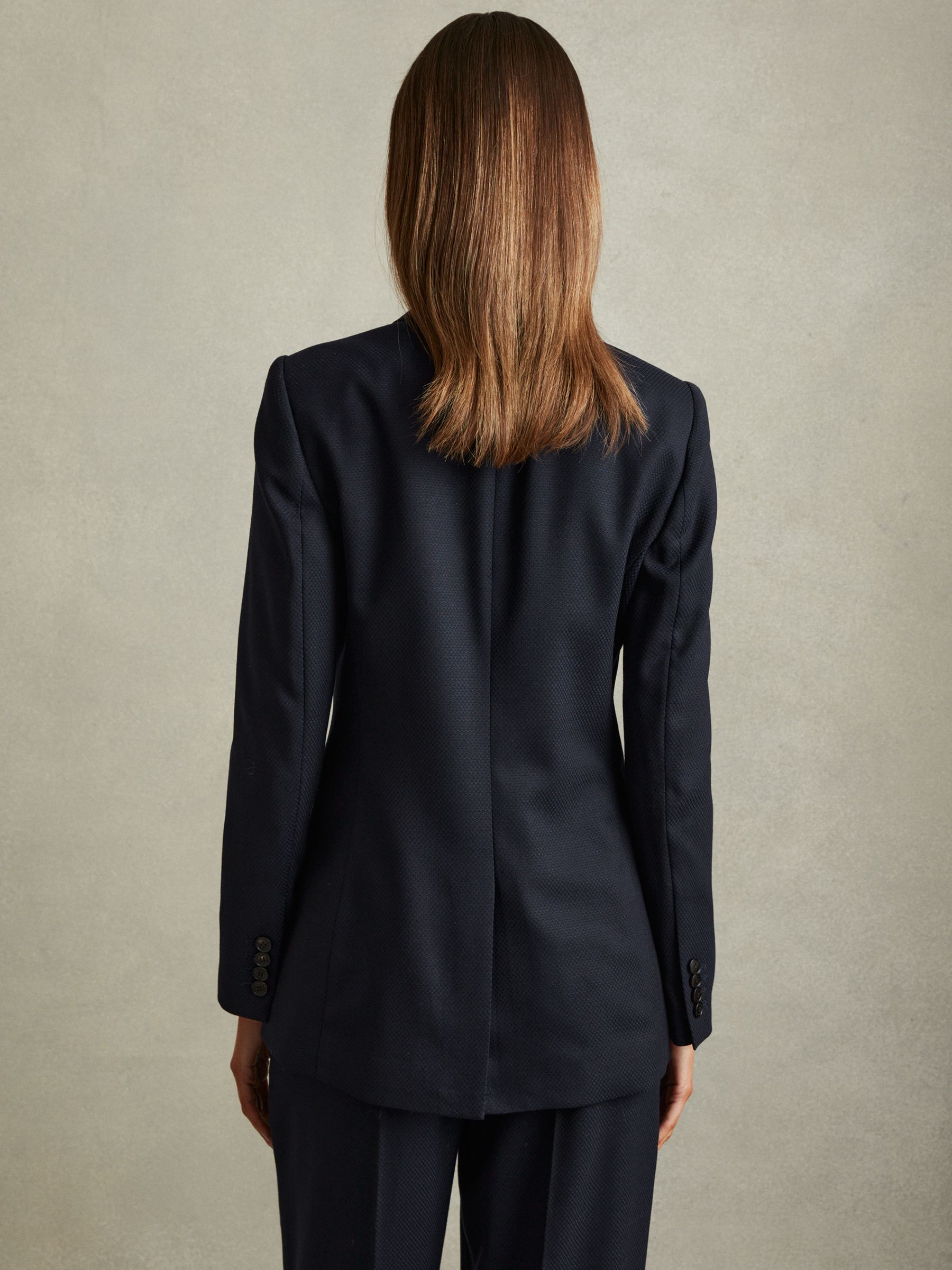 Textured Single Breasted Suit Blazer in Navy