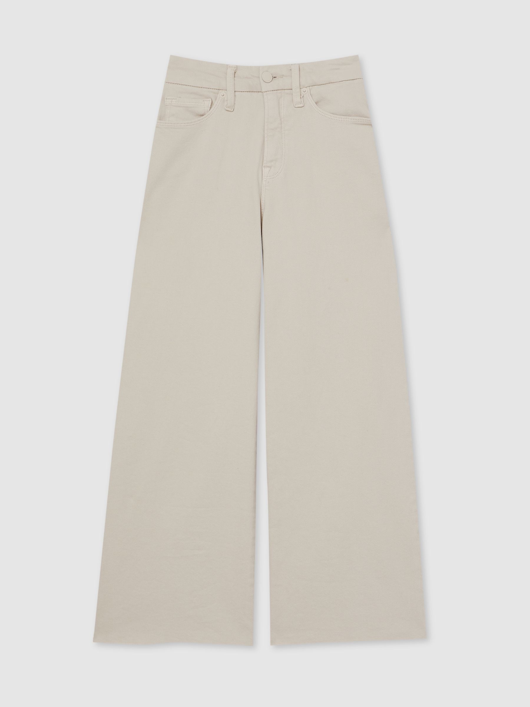 Good American Cropped Palazzo Jeans in Cream