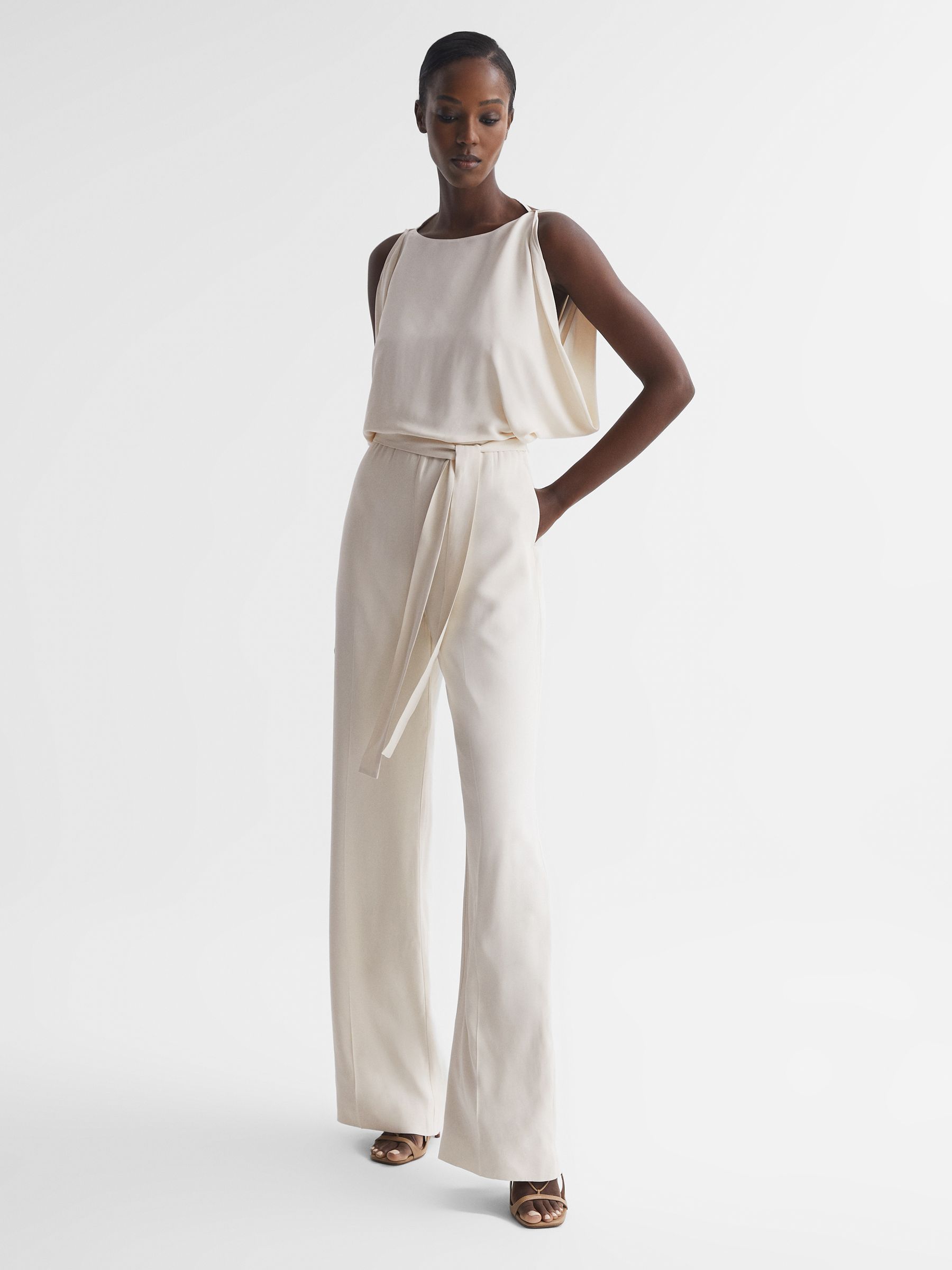 Wide Leg Bridal Jumpsuit in Ivory