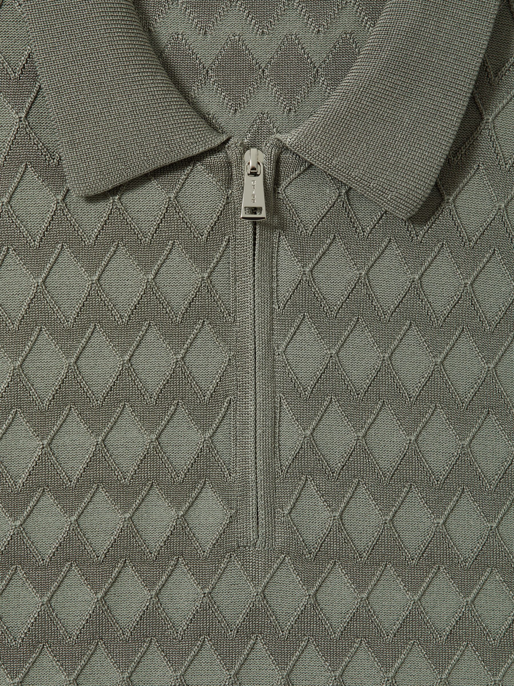 Half Zip Knitted Polo Shirt in Sage