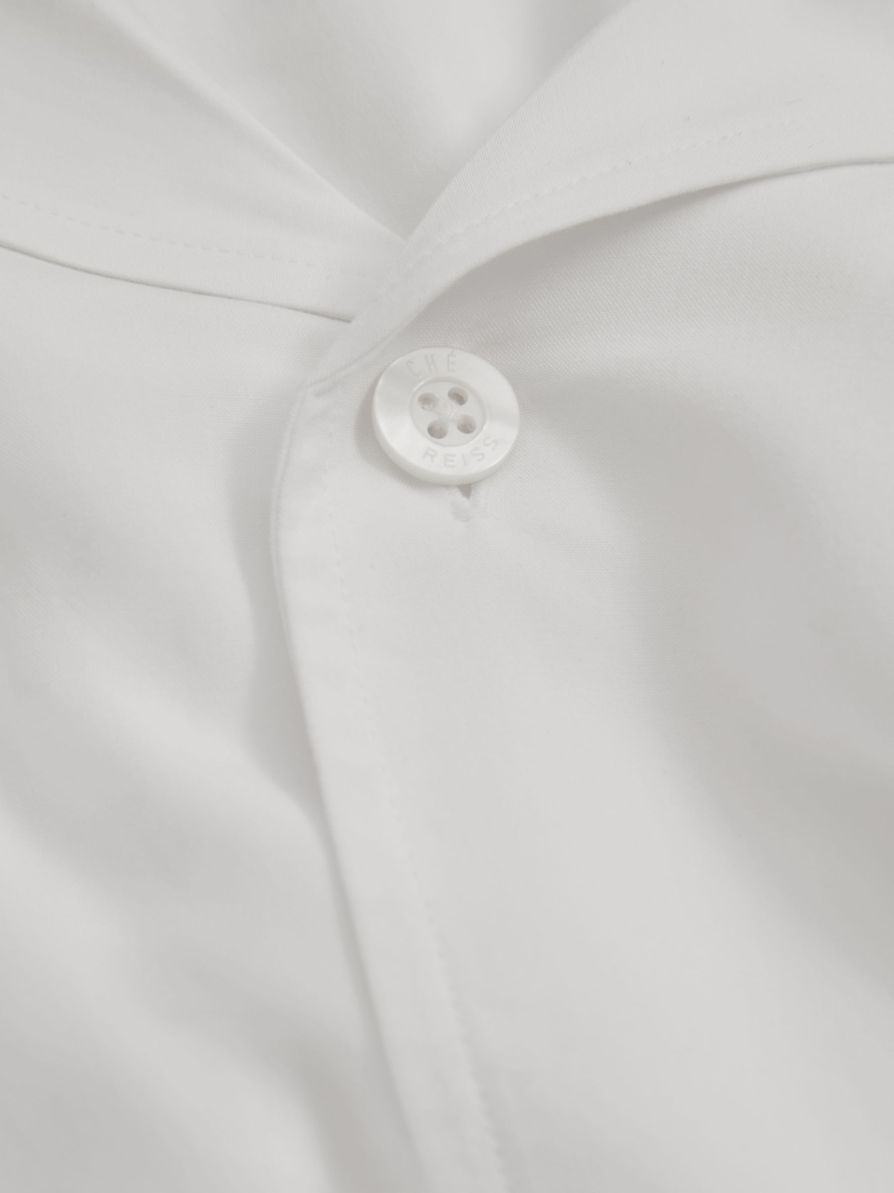 Reiss | Ché Cuff Detail Cuban Collar Shirt in White
