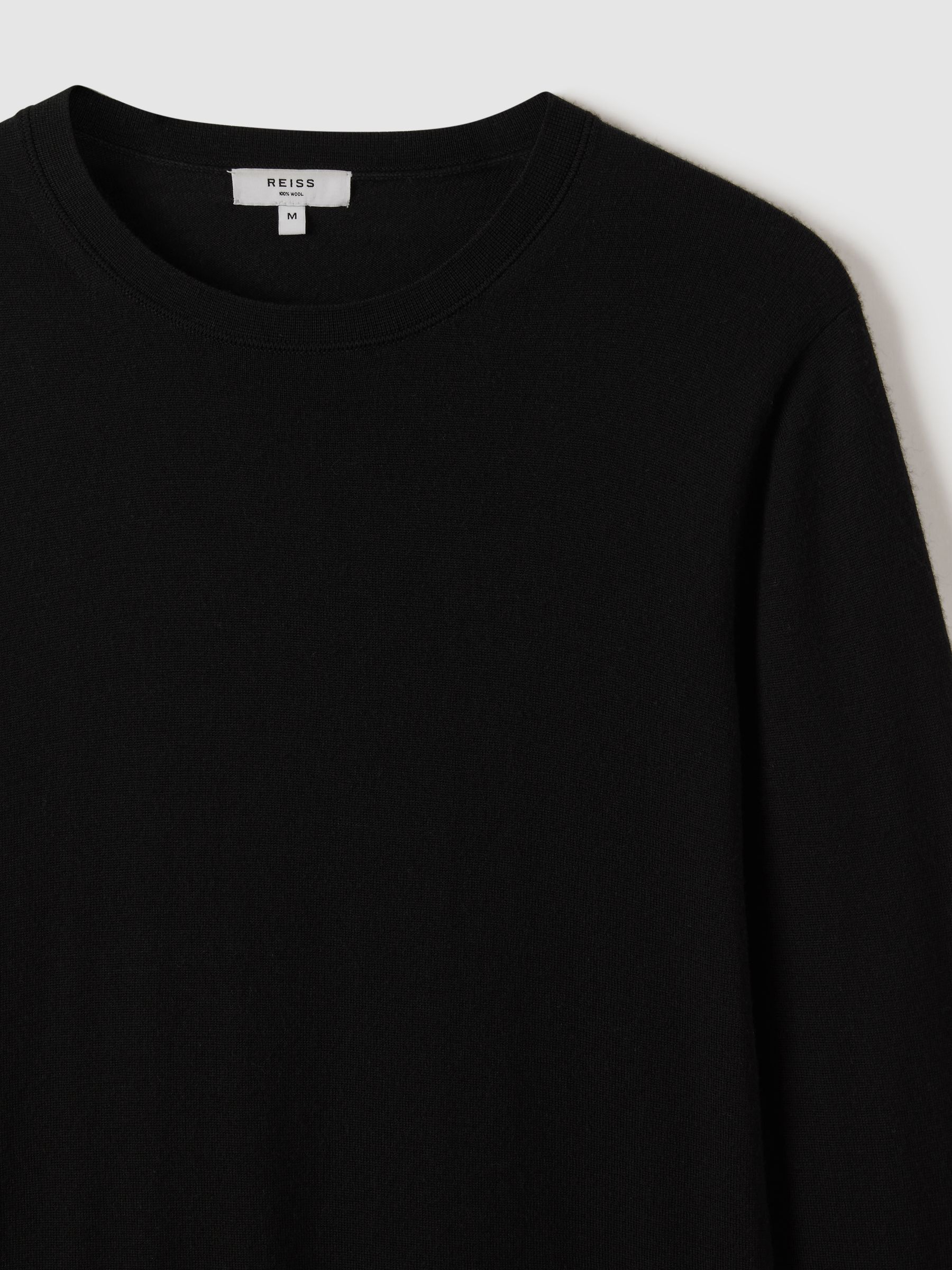 Merino Wool Crew Neck Jumper in Black