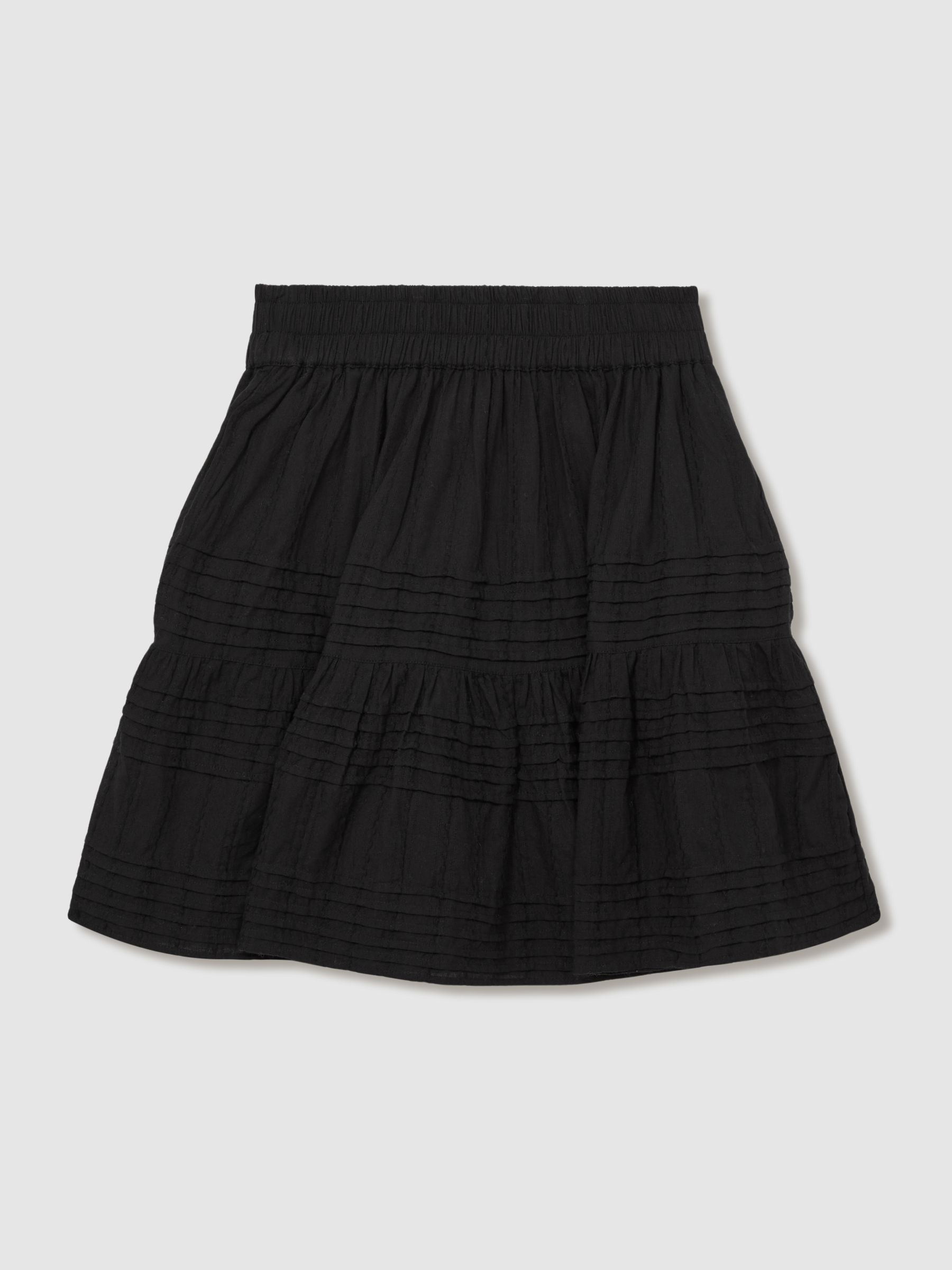 Mille 100% Cotton Tiered Mini Skirt in Black