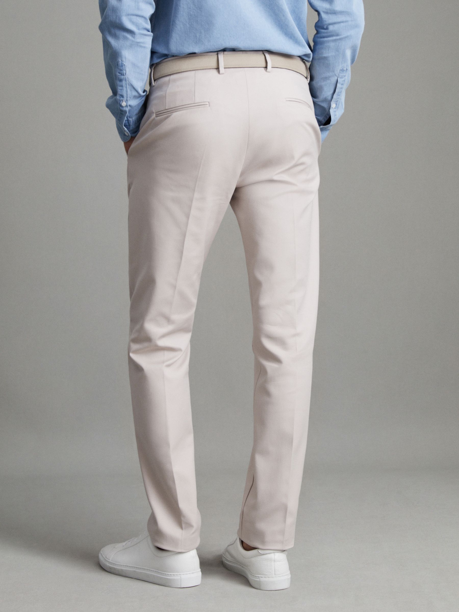 Cotton Blend Chinos in Stone
