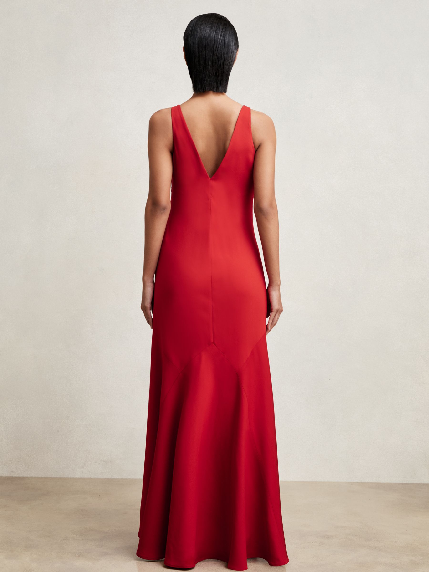 Cowl-Neck Sleeveless Maxi Dress in Red