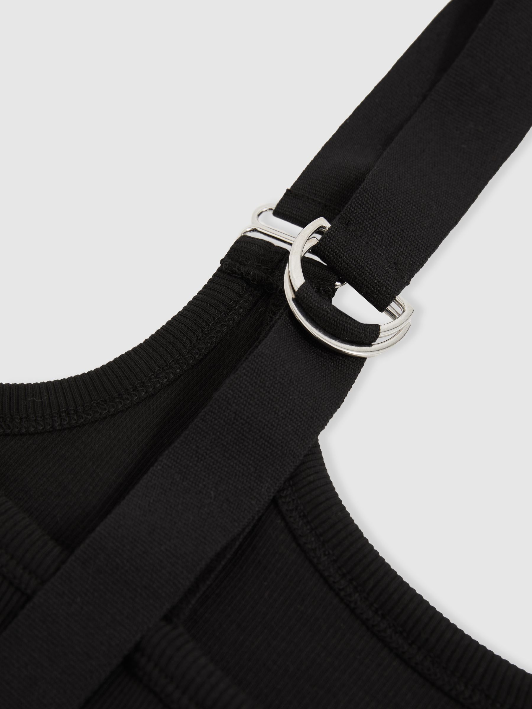 Stretch-Cotton D-Ring Strap Vest in Black