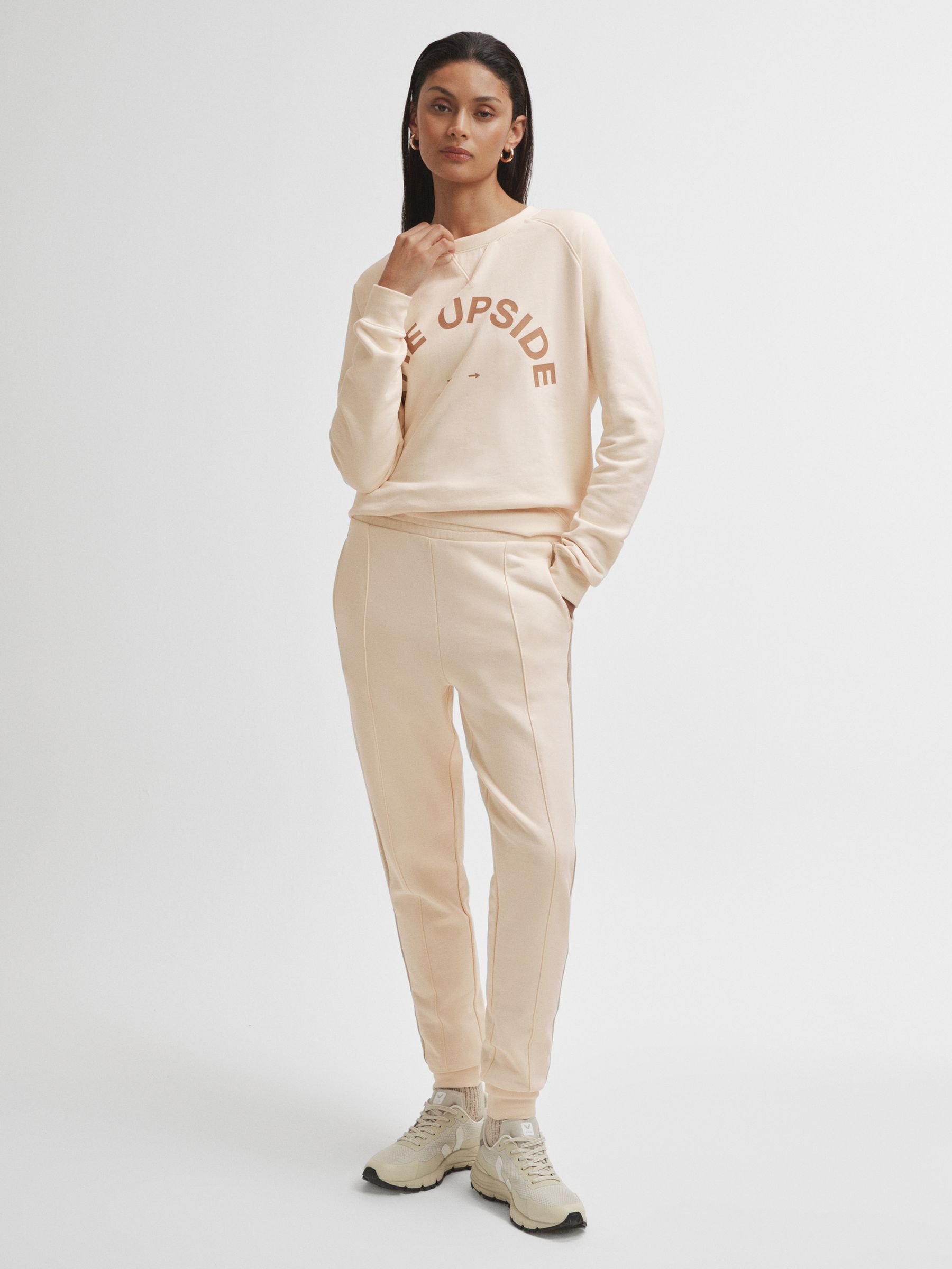 The Upside Cotton Side Stripe Joggers in Cream