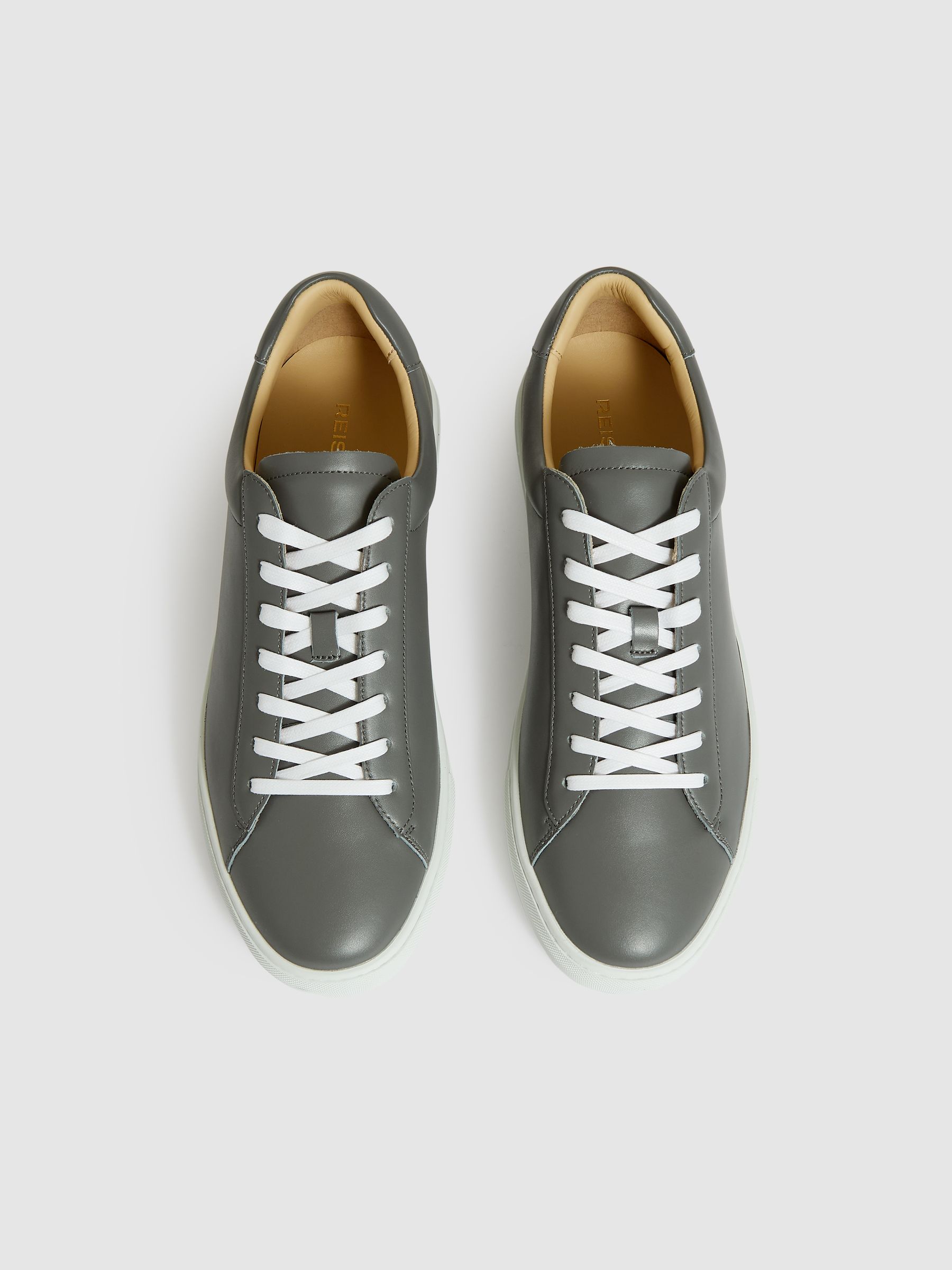 Leather Low-Top Trainers in Graphite Grey