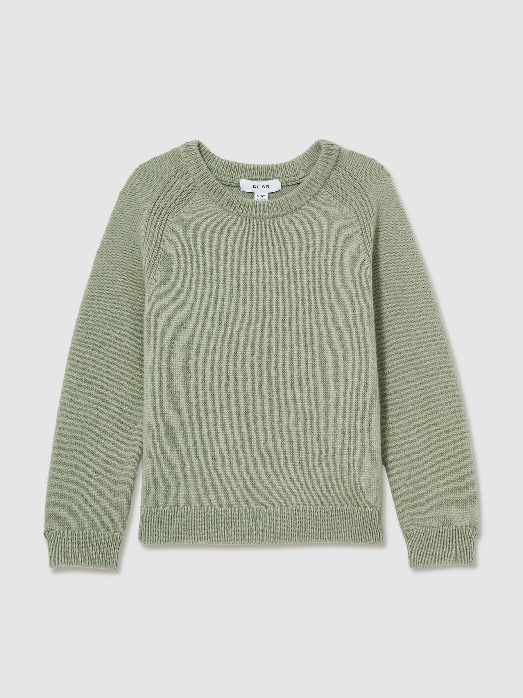 9-13 yrs Merino Wool-Blend Crew-Neck Jumper in Sage Green