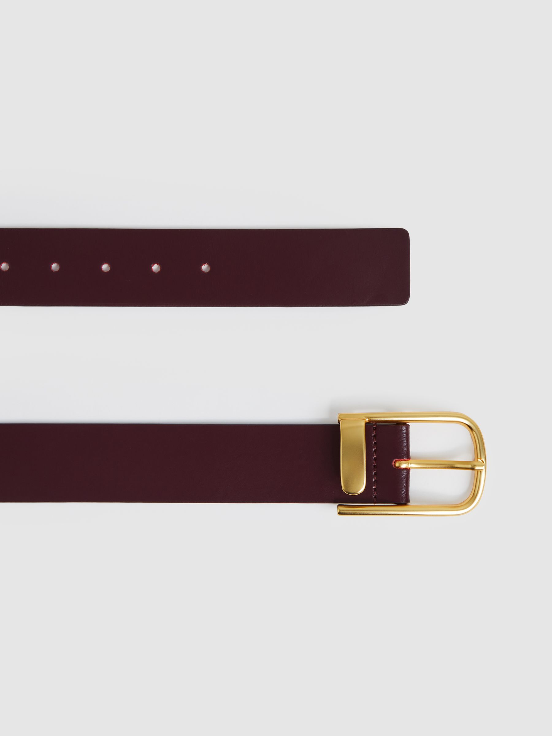 Leather Half Keeper Belt in Burgundy