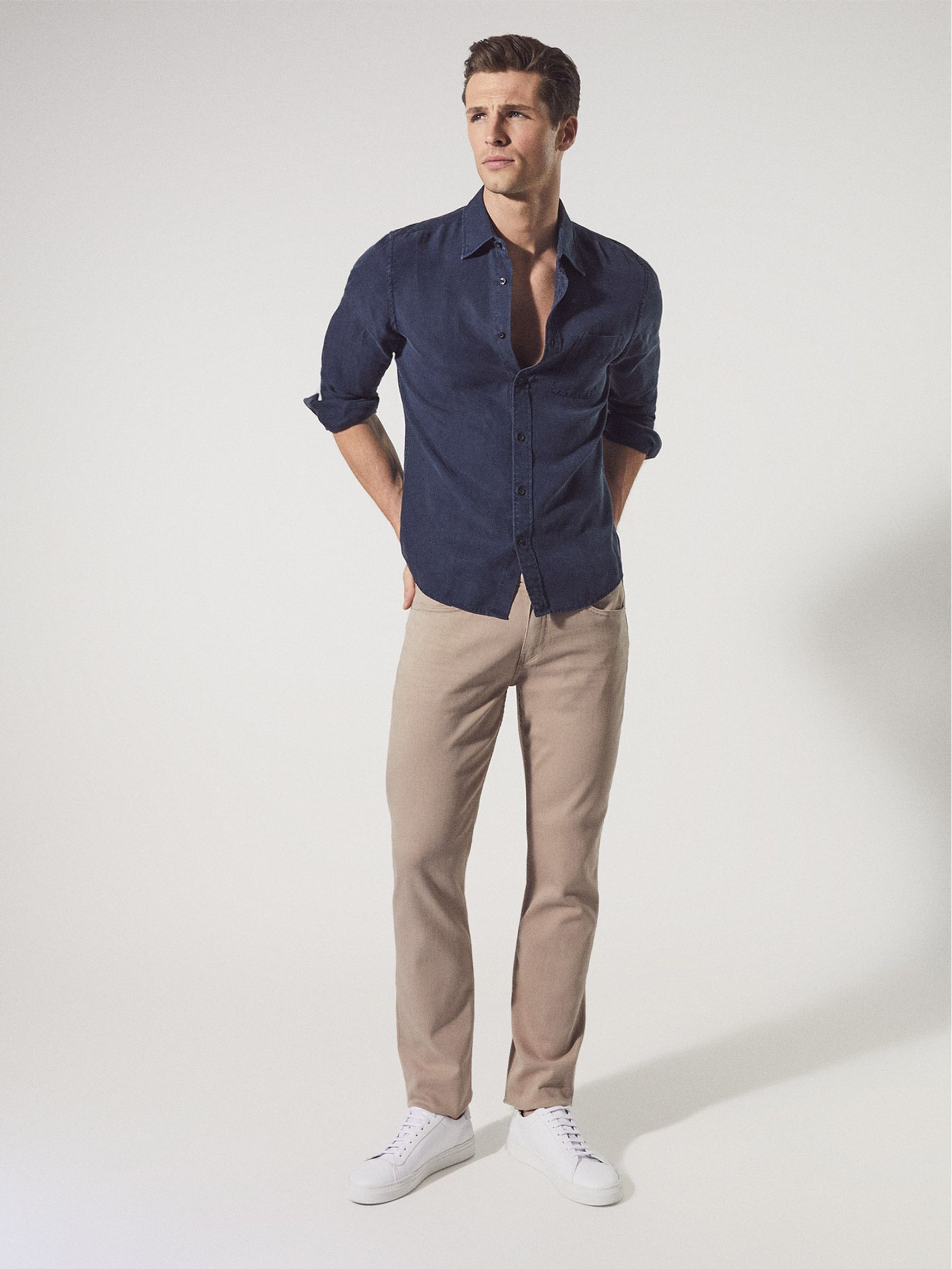 Paige High Stretch Slim Straight Fit Jeans in Stone