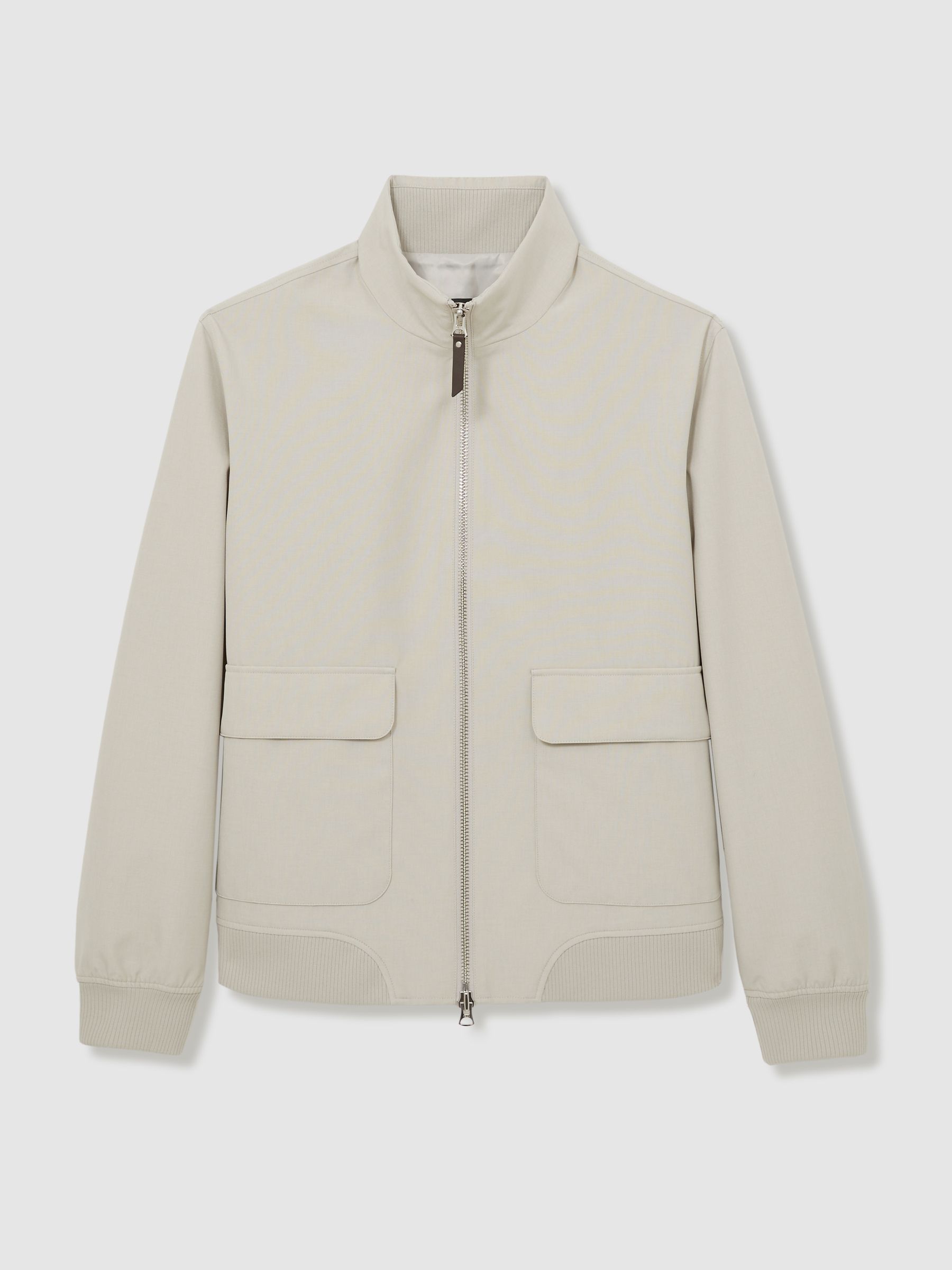 Zip-Through Funnel-Neck Jacket in Stone