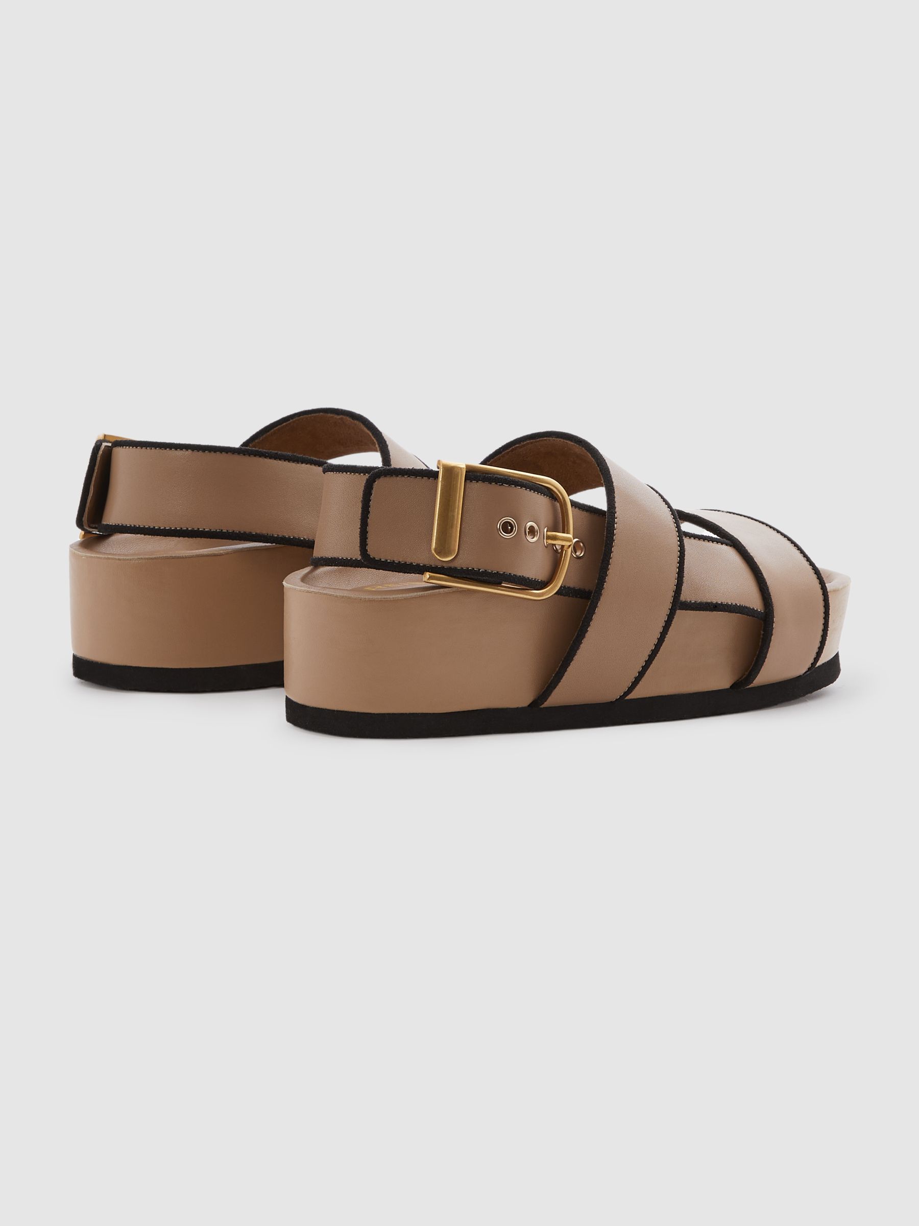 Strappy Chunky Leather Sandals in Tan