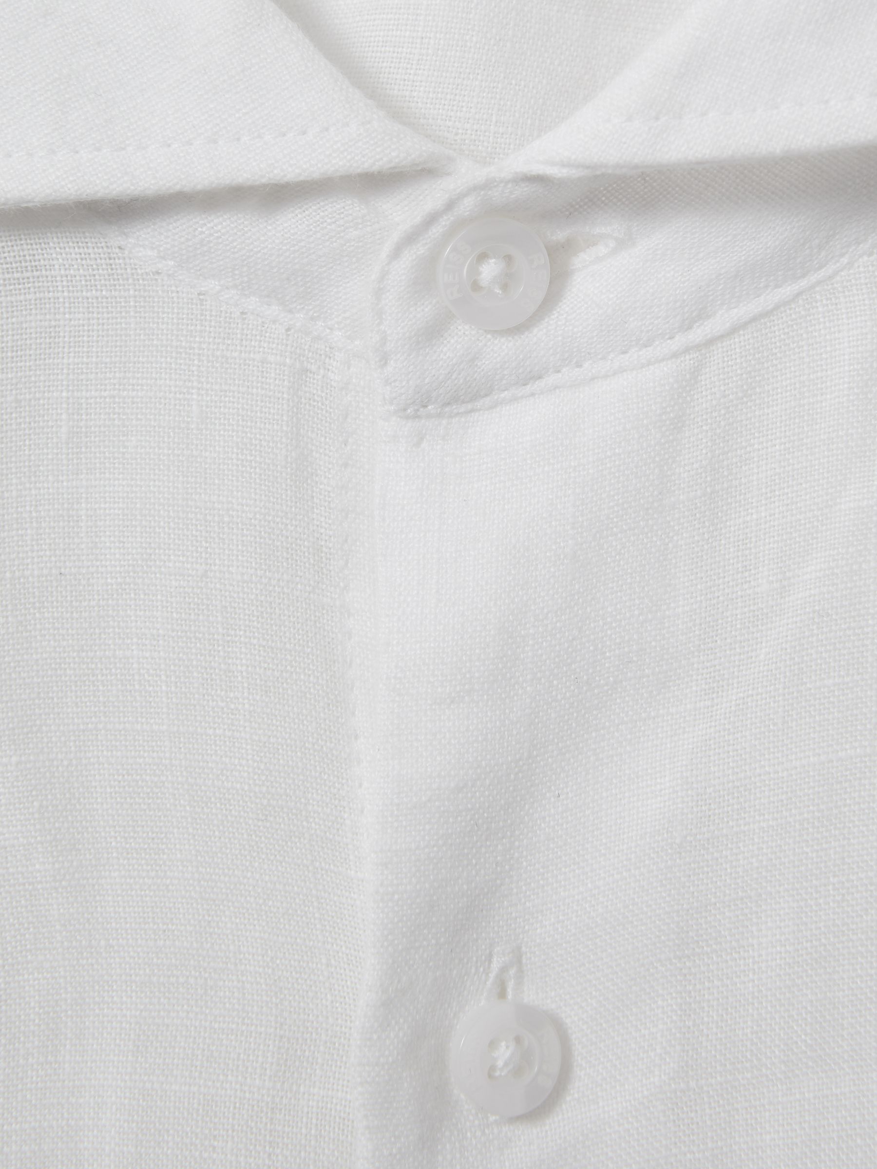 9-13 yrs Linen Cutaway Collar Shirt in White