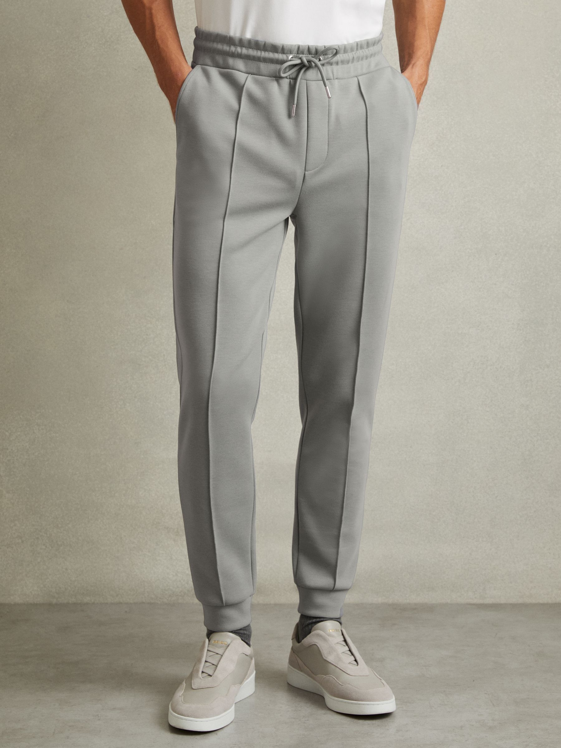 Interlock-Jersey Drawstring Joggers in Flint Grey