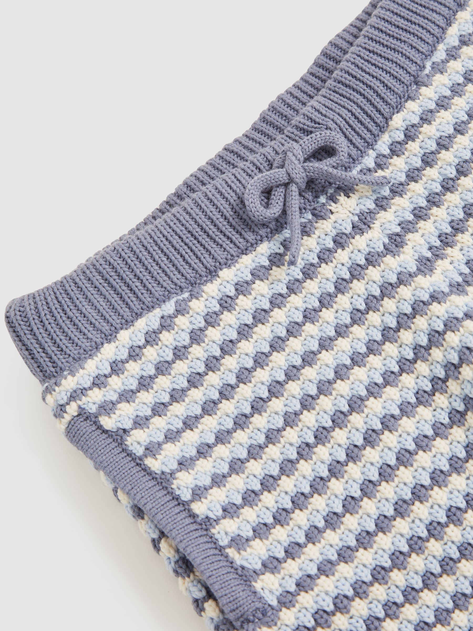 3-9 yrs Cotton-Blend Knitted Stripe Shorts in Blue/White