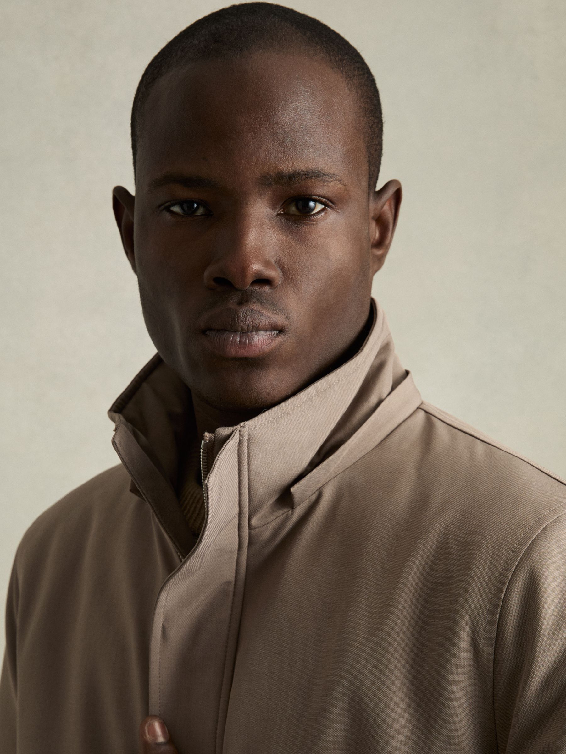 Hooded Zip-Through Padded Jacket in Coffee Brown
