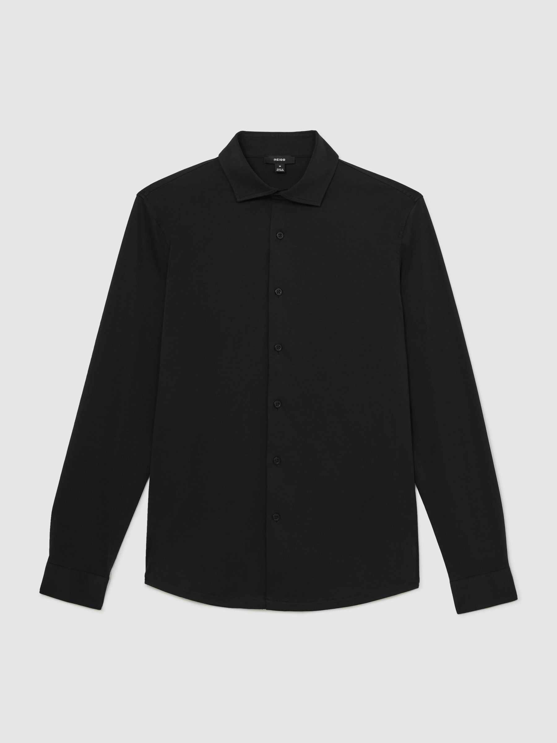 Air-Water Cotton Button-Through Shirt in Black