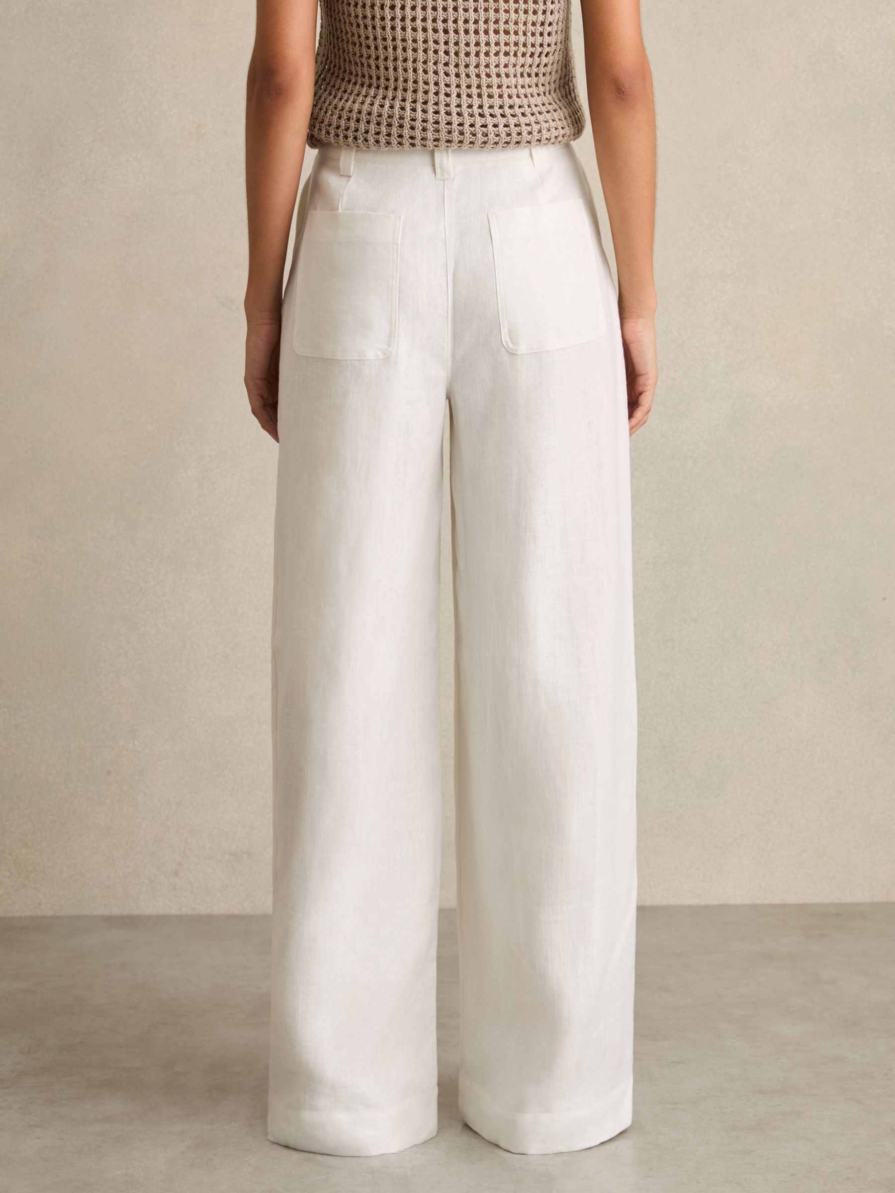 Linen Wide Leg Trousers in White