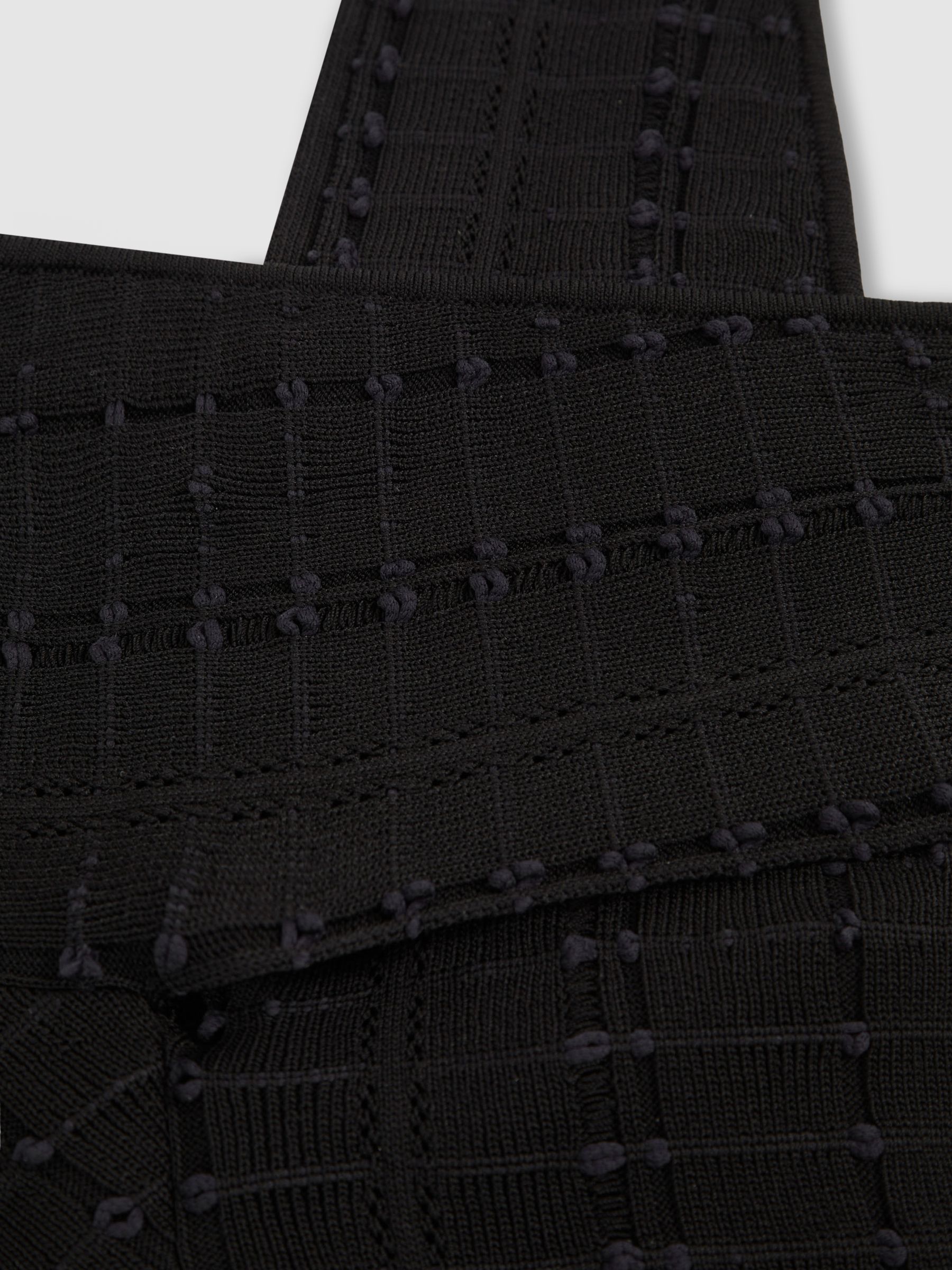 Cross Neck Textured Top in Black