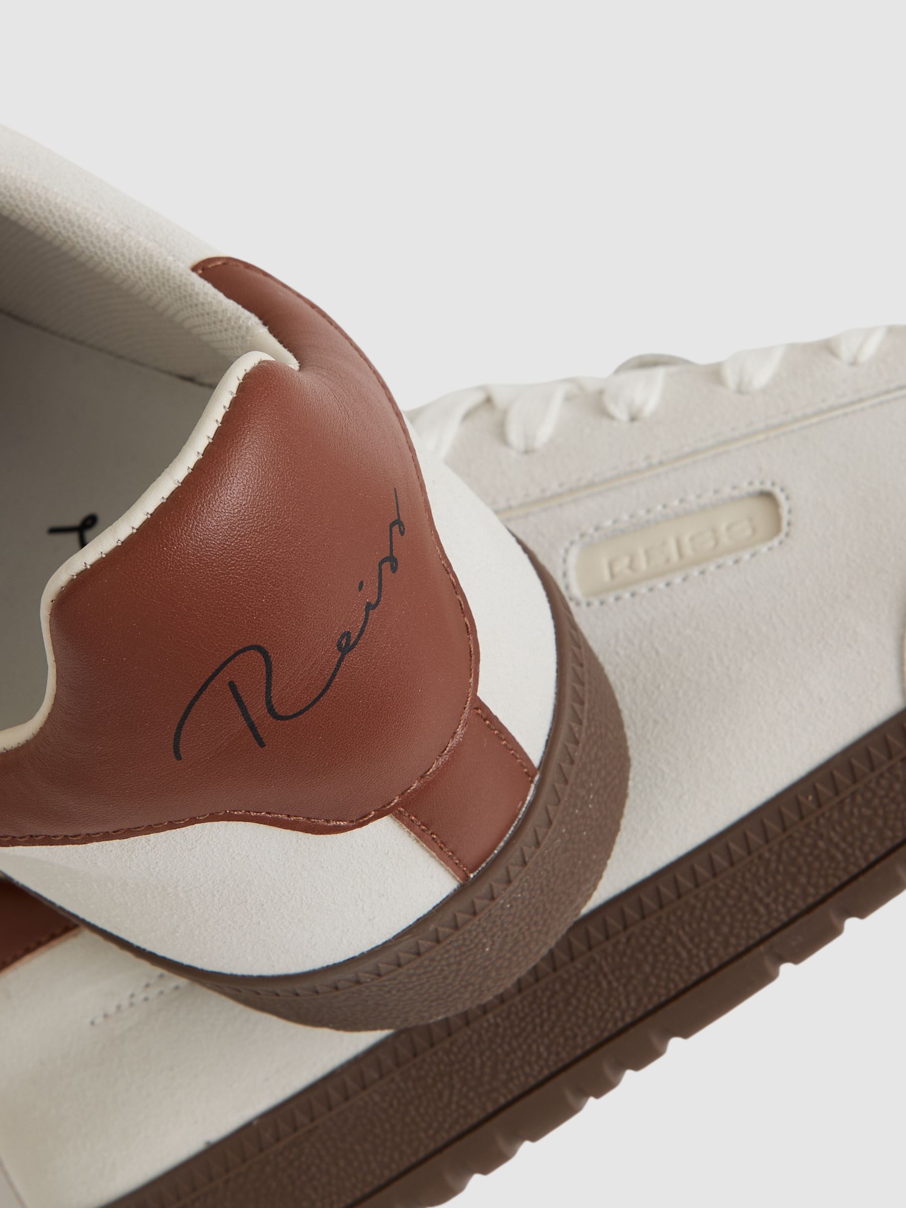 Suede Low-Top Trainers in Off White/Brown