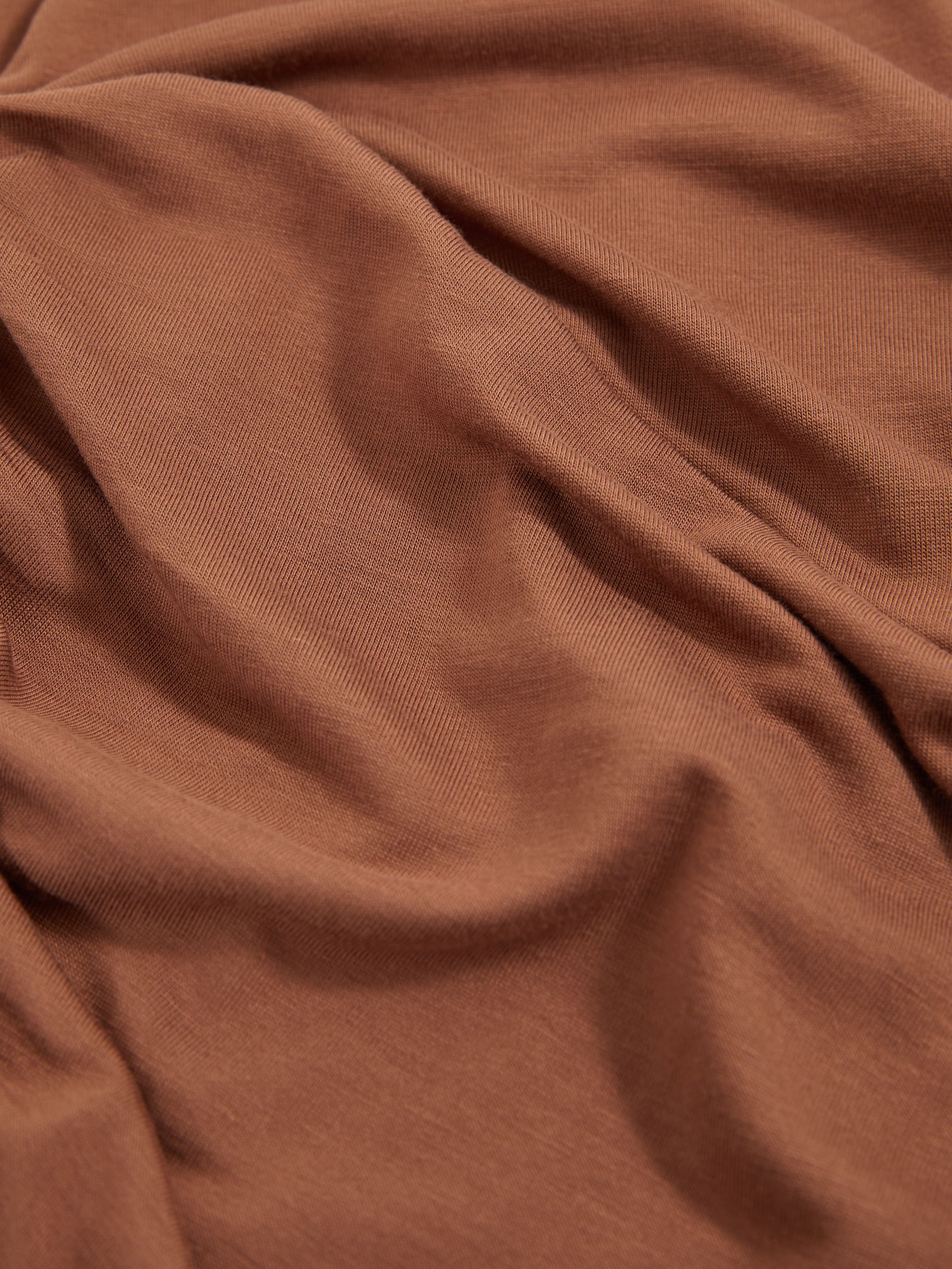 Ruched Jersey Midi Dress in Brown