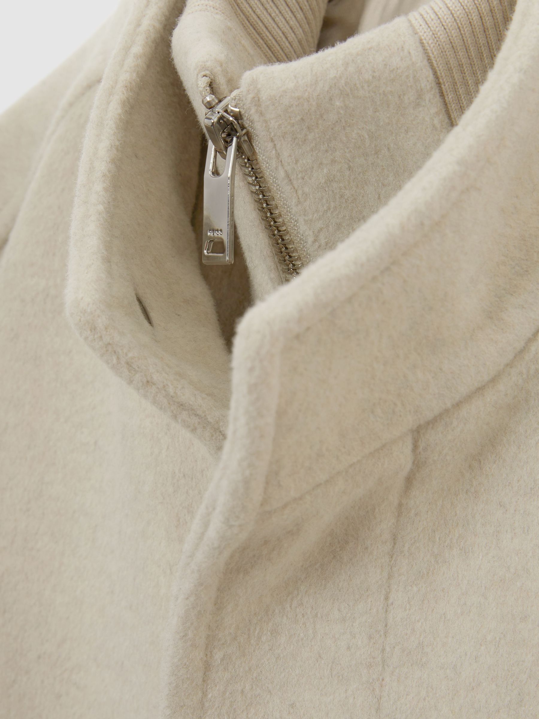 Wool-Blend Hybrid Coat in Oatmeal