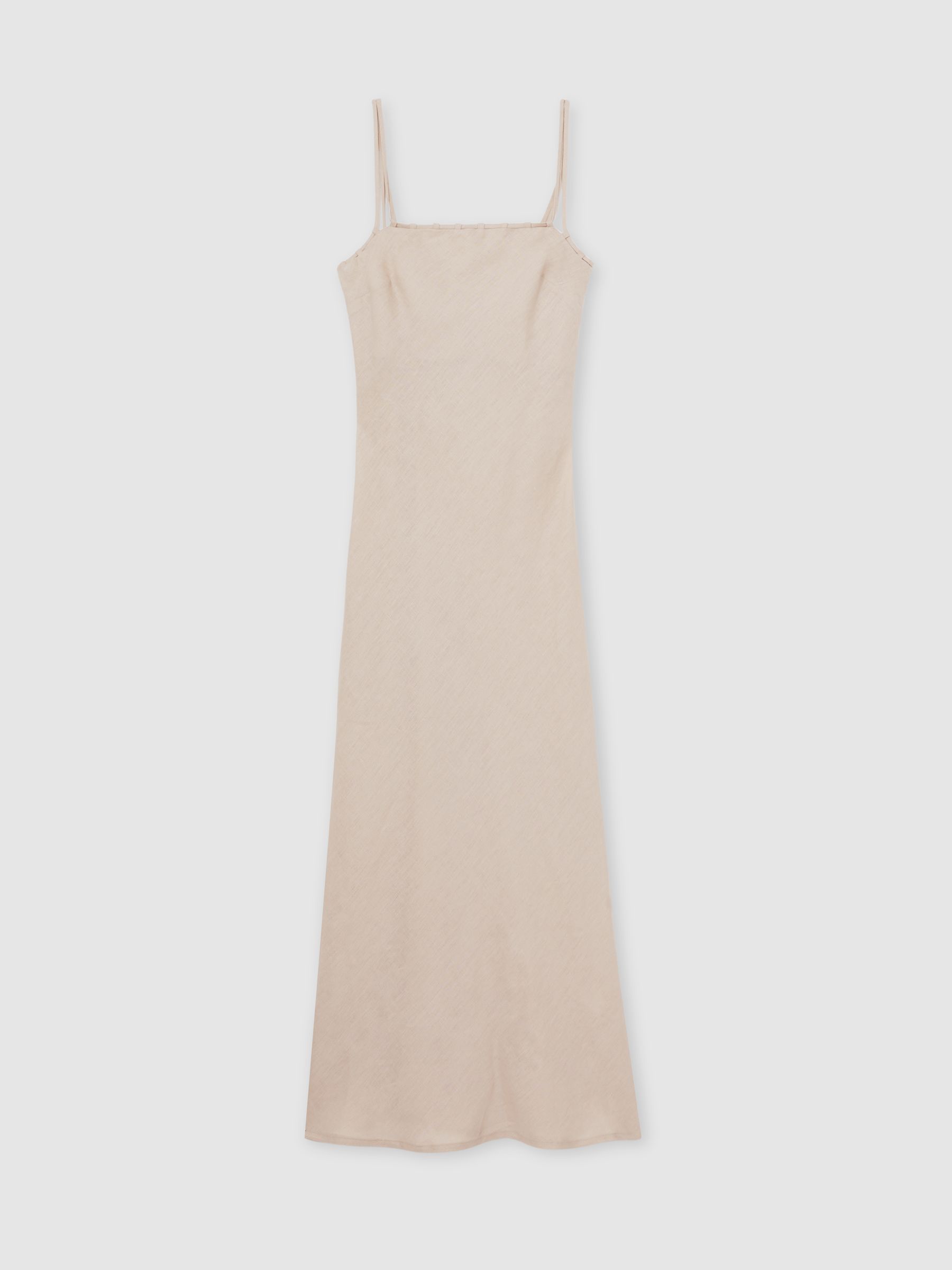 Linen Double-Strap Slip Dress in Neutral