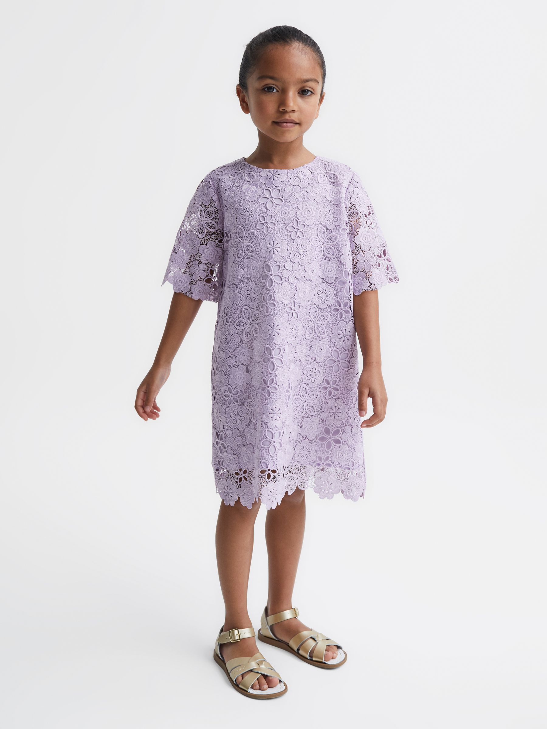 4-9 yrs Lace T-Shirt Dress in Lilac