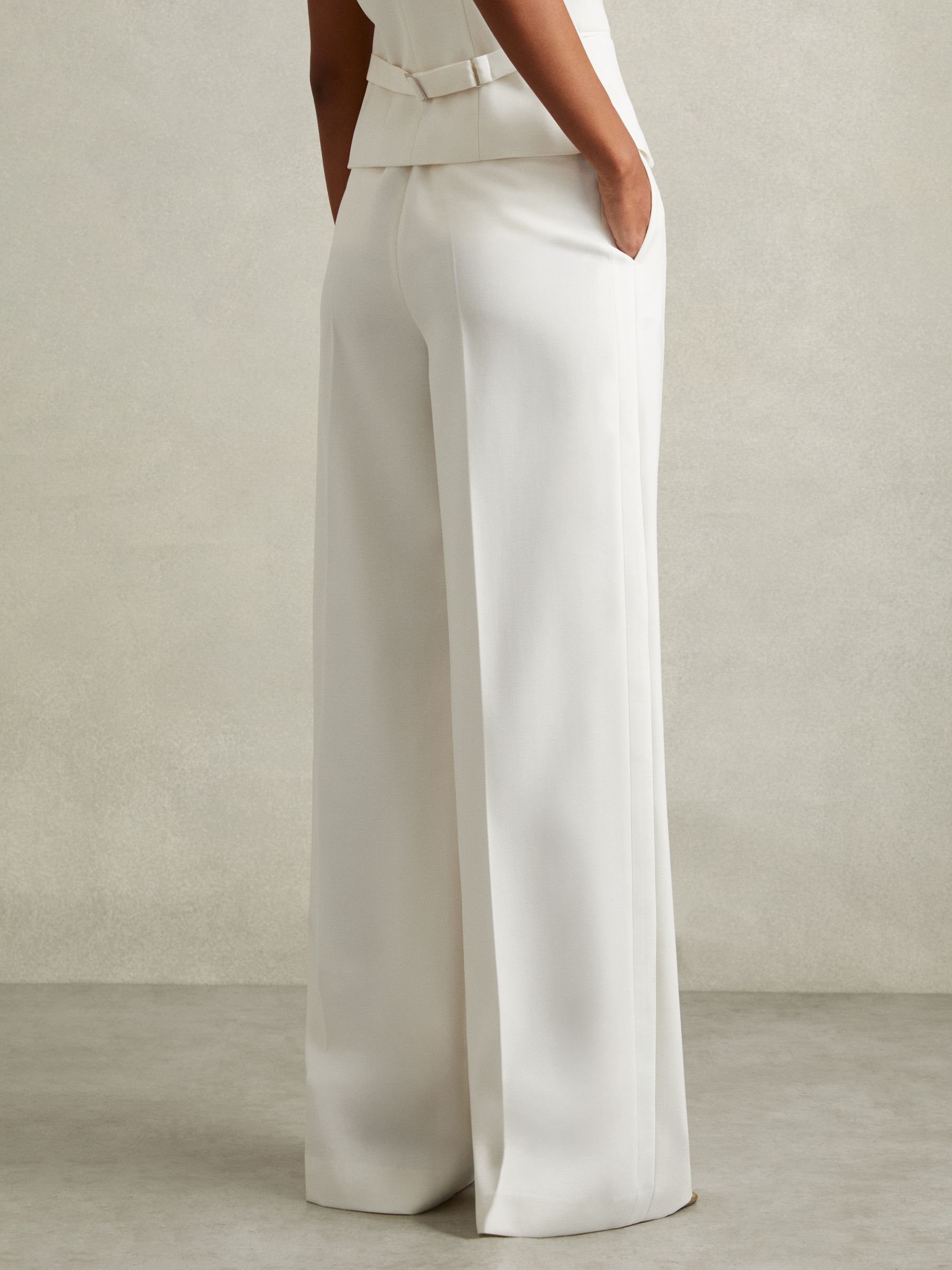 Petite Wool Blend Wide Leg Tux Trousers in White