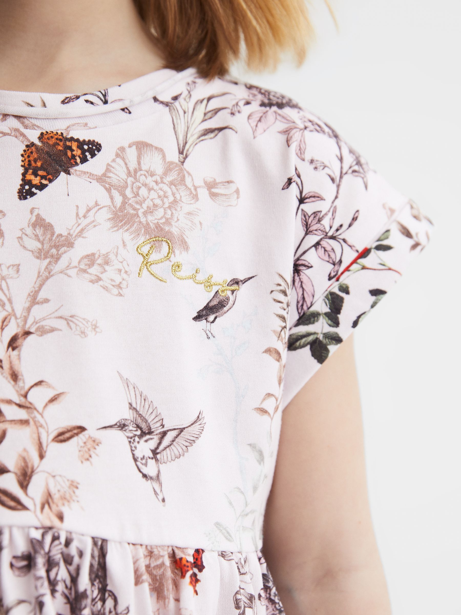 4-9 yrs Floral Print Jersey Dress in Pale Pink