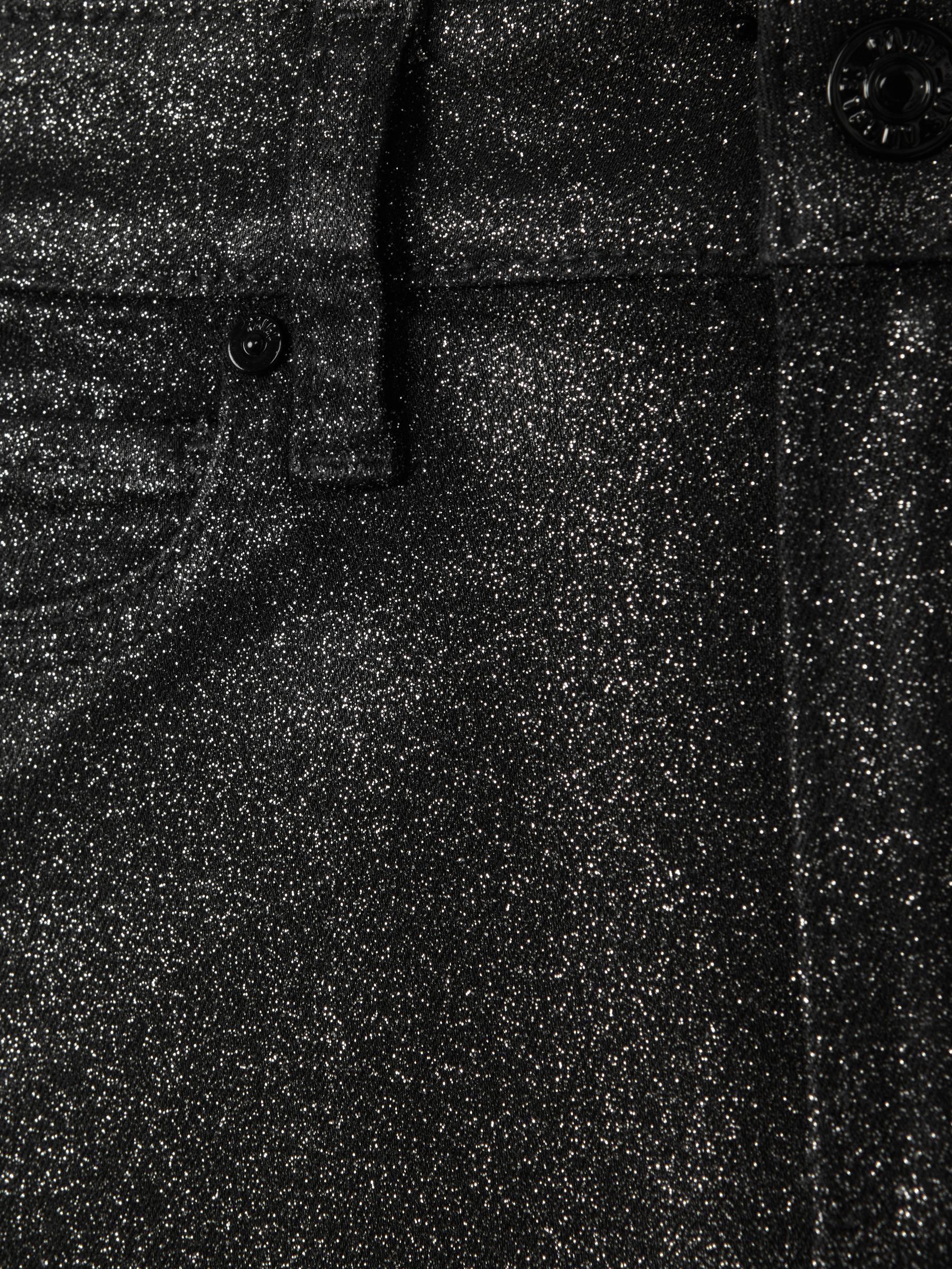 Paige High Rise Sparkly Trousers in Black/Silver