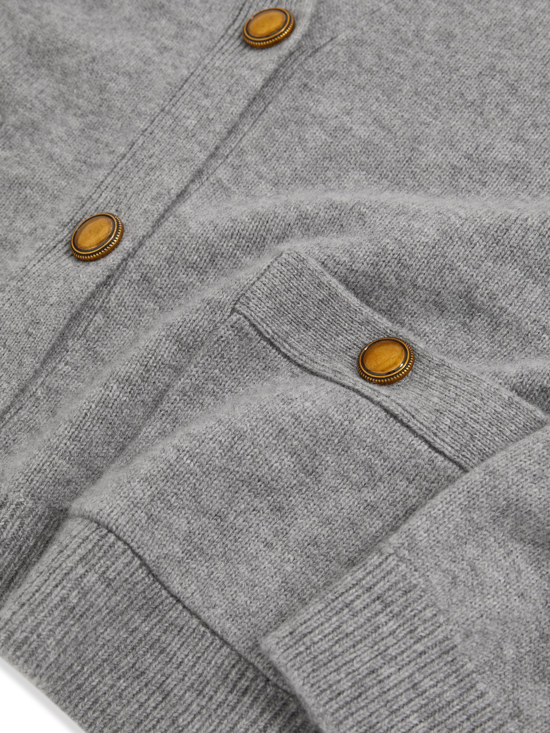 Wool-Cashmere Button Cardigan in Silver Grey