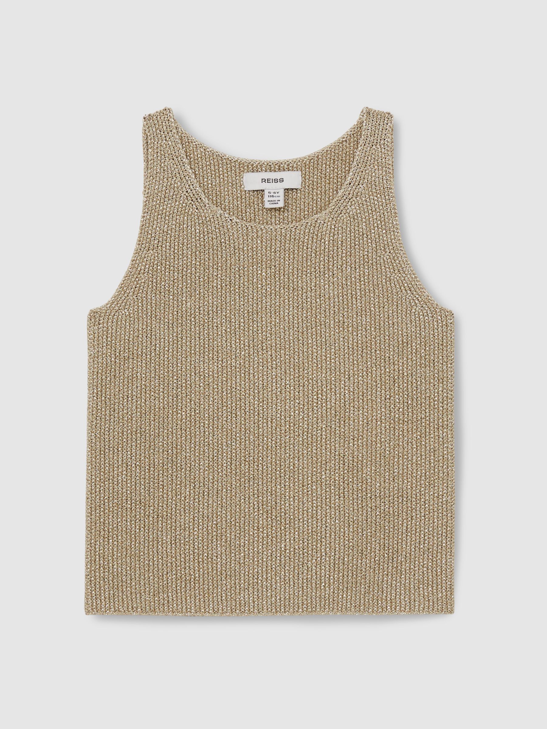 9-13 yrs Metallic-Knit Vest Top in Gold