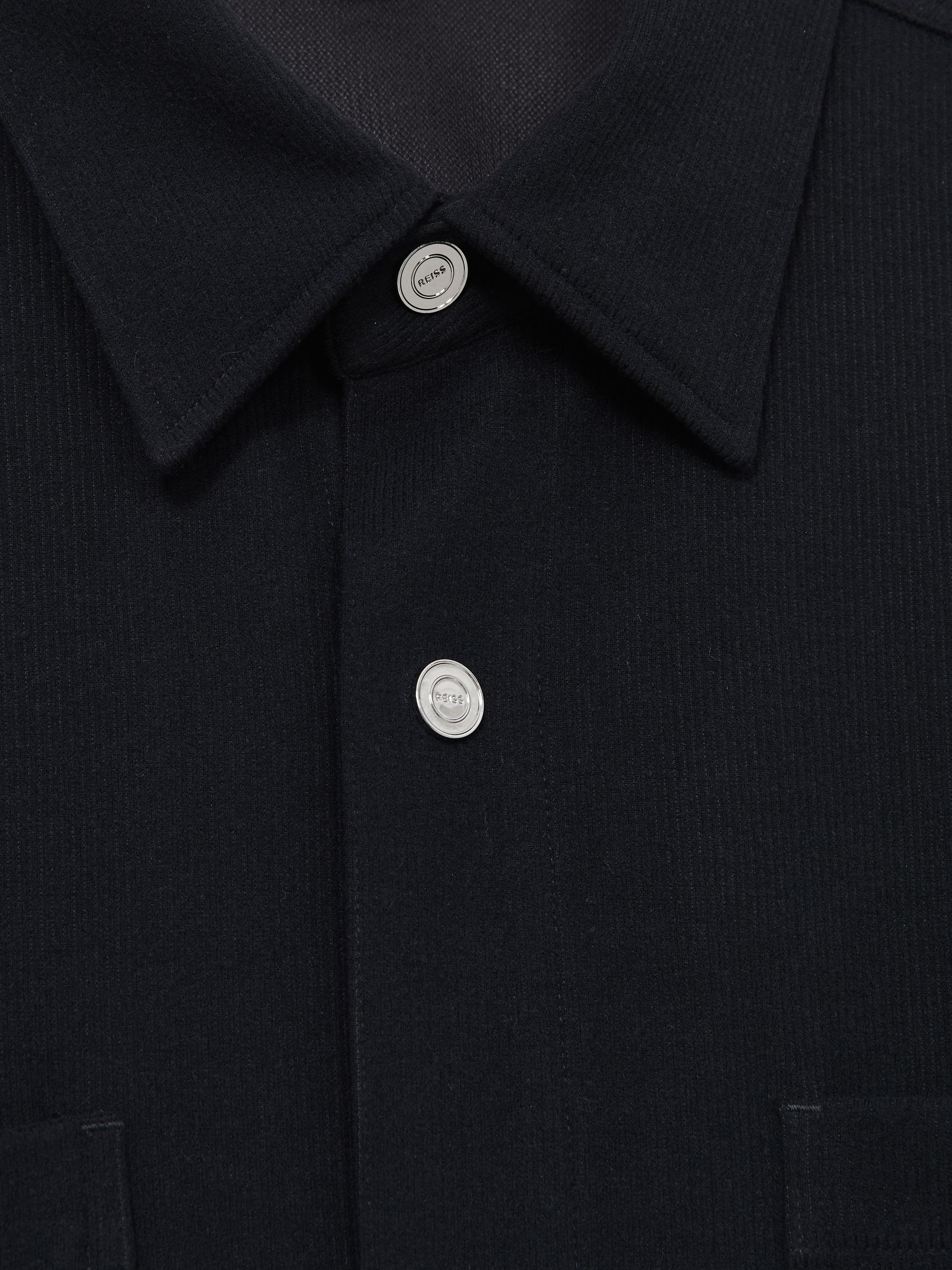 Brushed Corduroy Press-Stud Overshirt in Navy