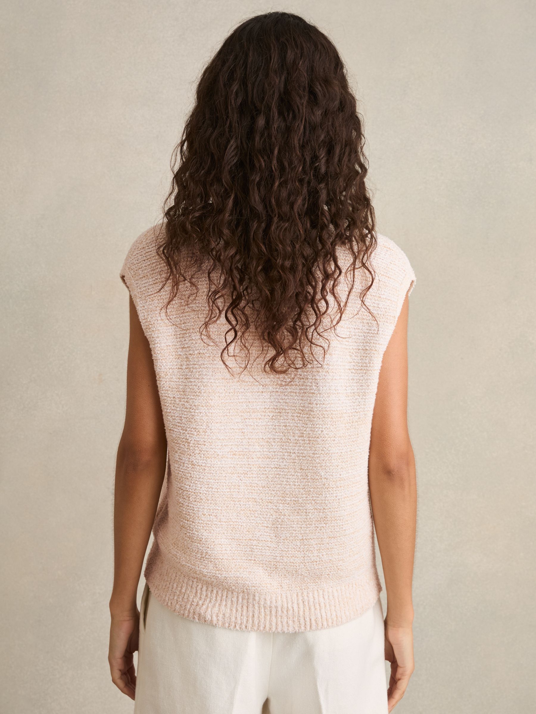 Cotton-Linen Button-Through Knit Top in Ivory