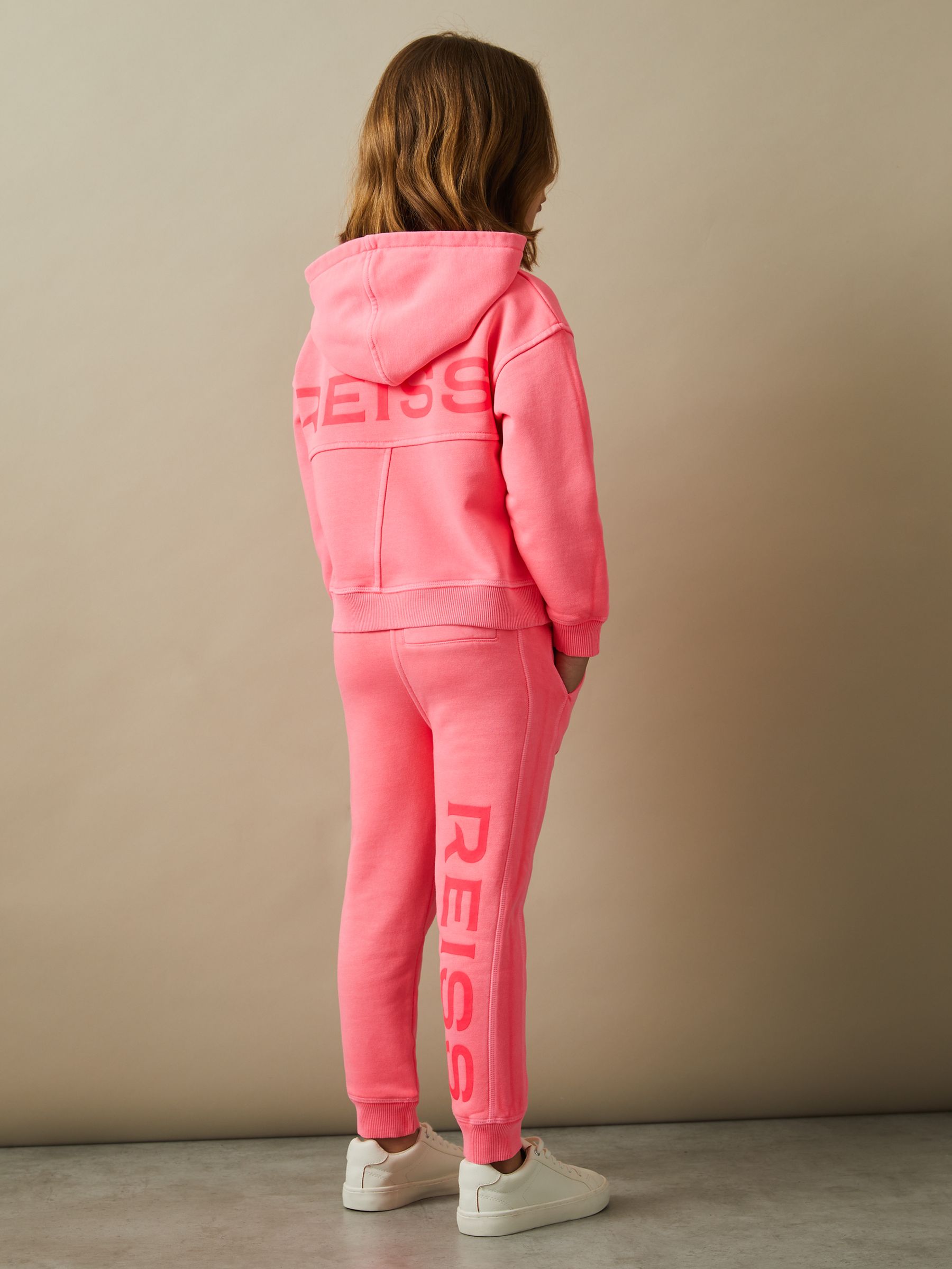 4-9 yrs Oversized Logo Cotton Blend Drawstring Joggers in Bright Pink