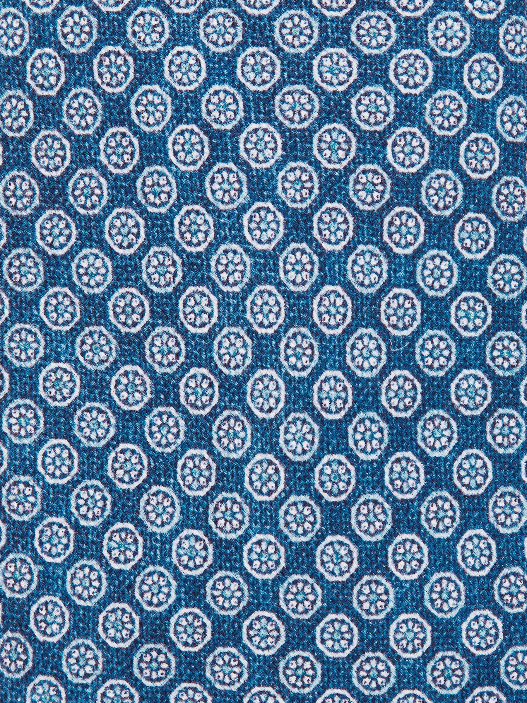 Silk Medallion-Print Tie in Navy