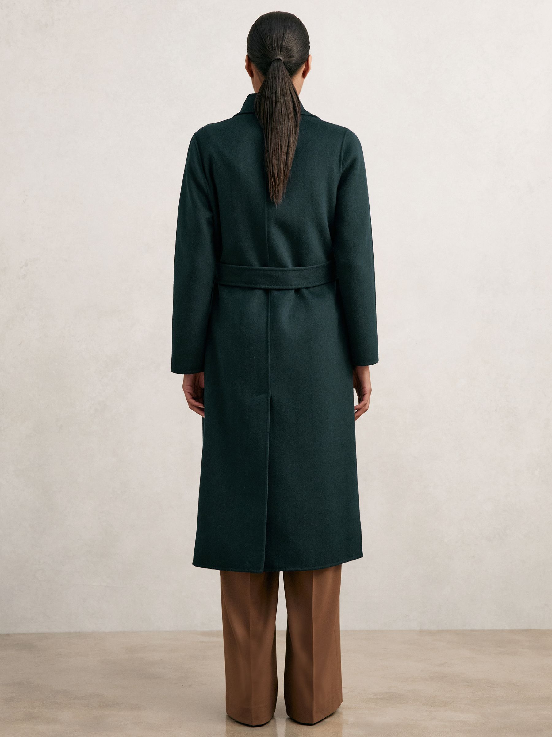 Double-Breasted Blindseam Coat Wool-Blend in Green