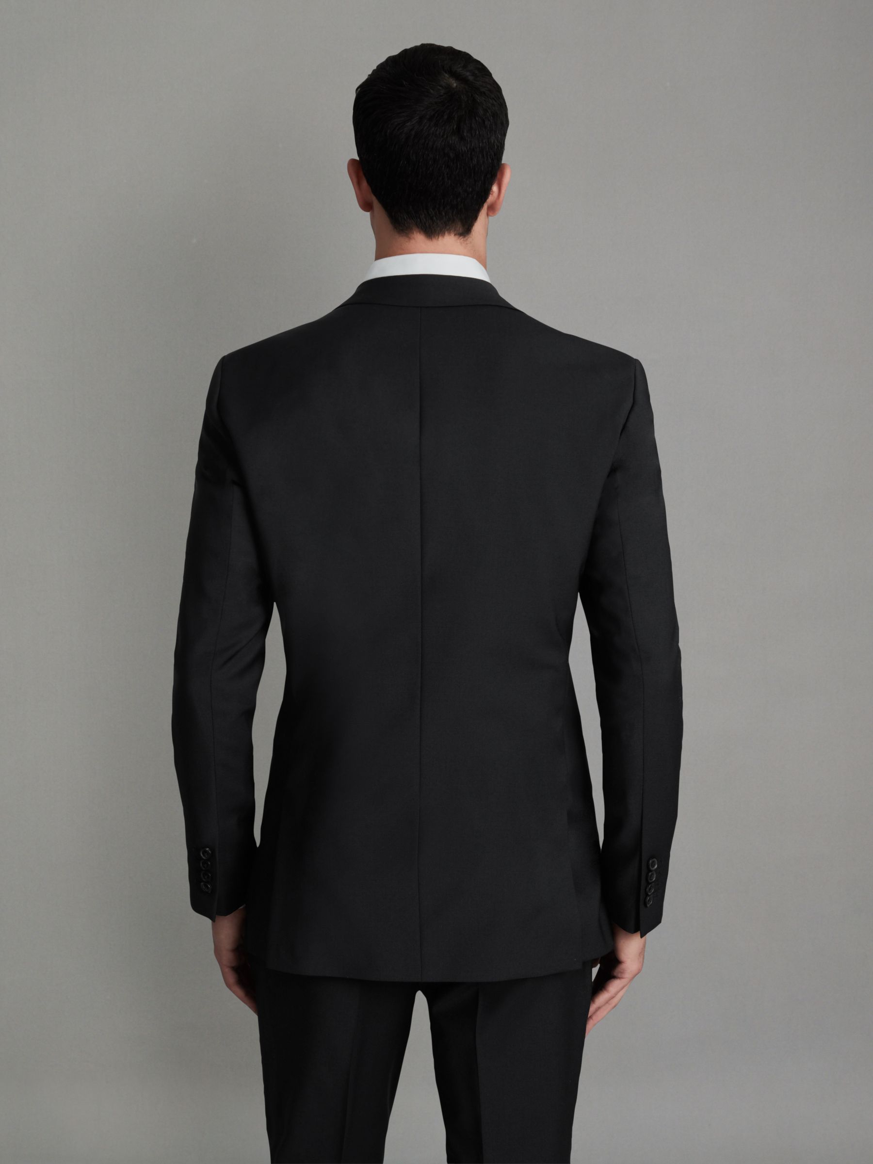 Slim-Fit Wool-Blend Single-Breasted Suit Blazer in Black