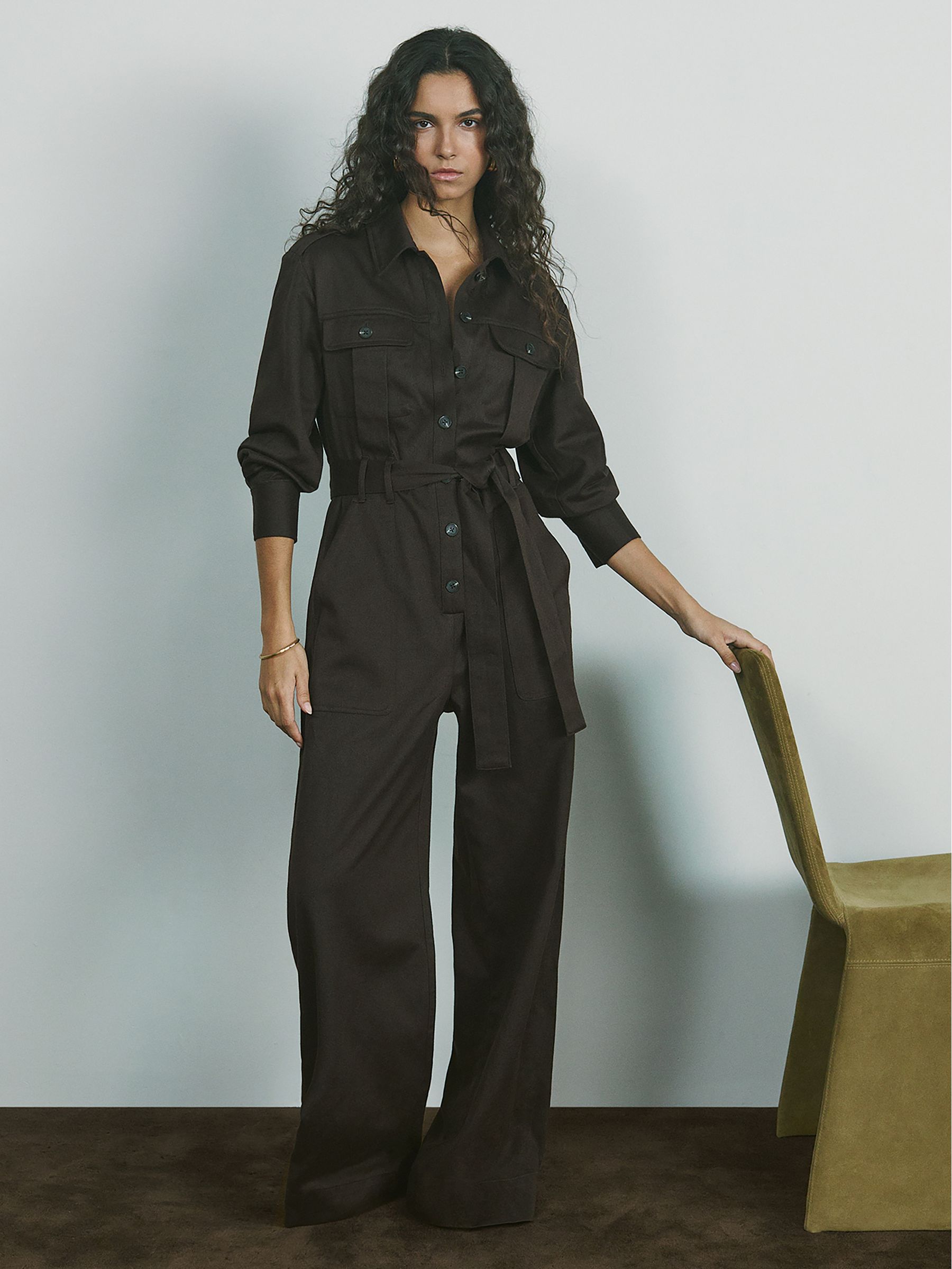 Wide Leg Utility Jumpsuit in Burgundy