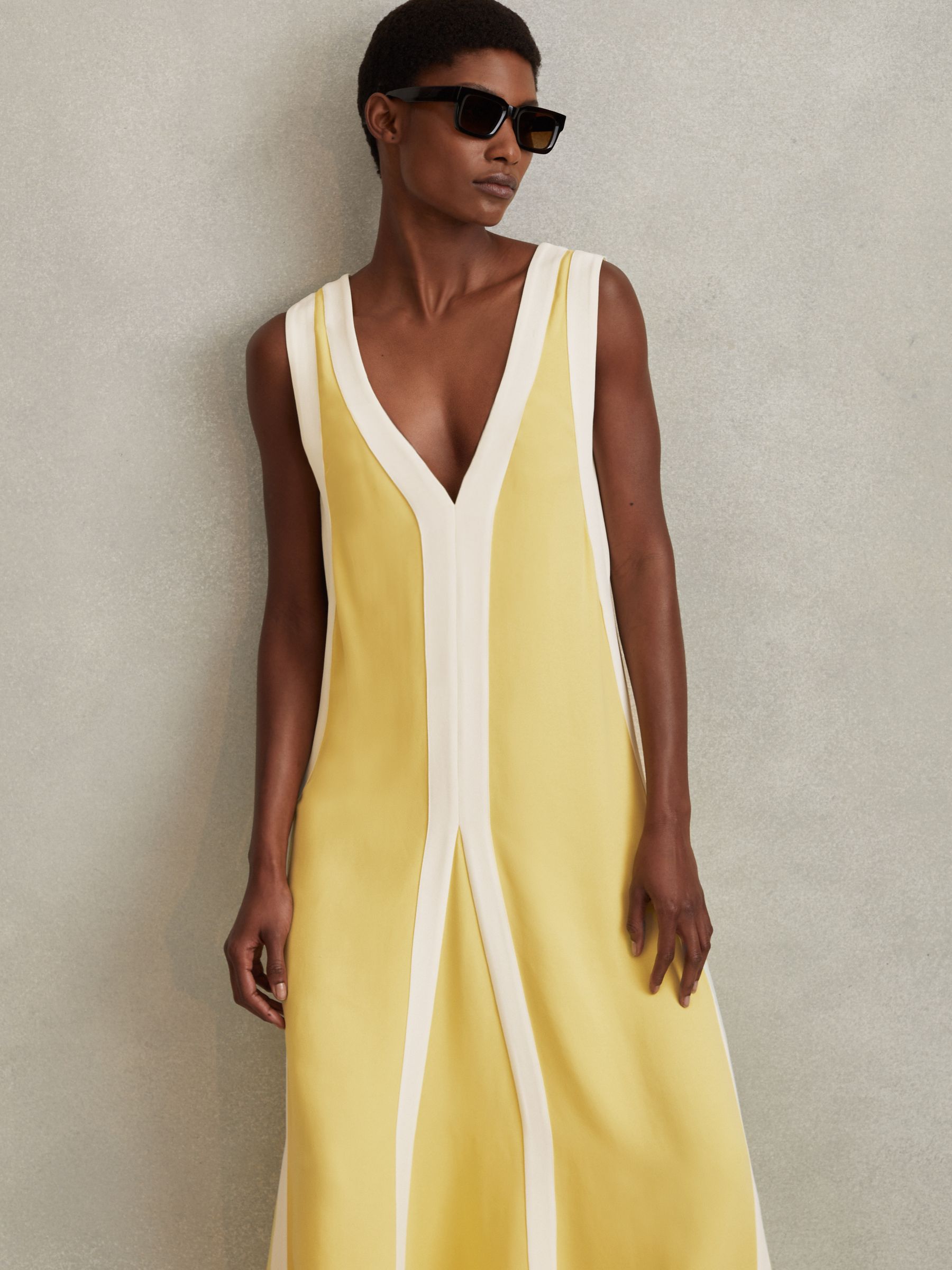 Colourblock Maxi Dress in Yellow/Cream