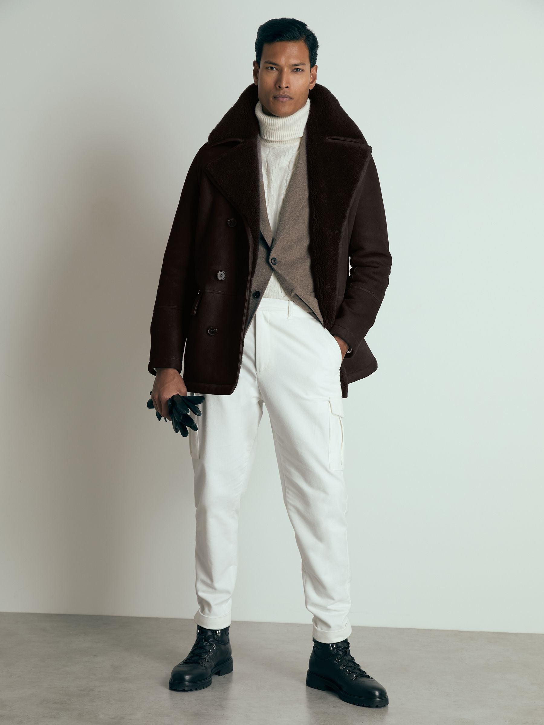 Atelier Suede Shearling Jacket in Brown