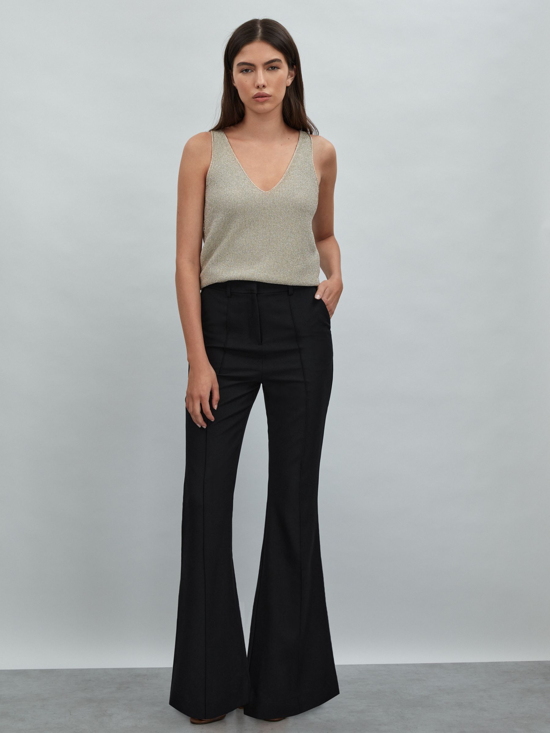 Acler High Rise Flared Trousers in Black