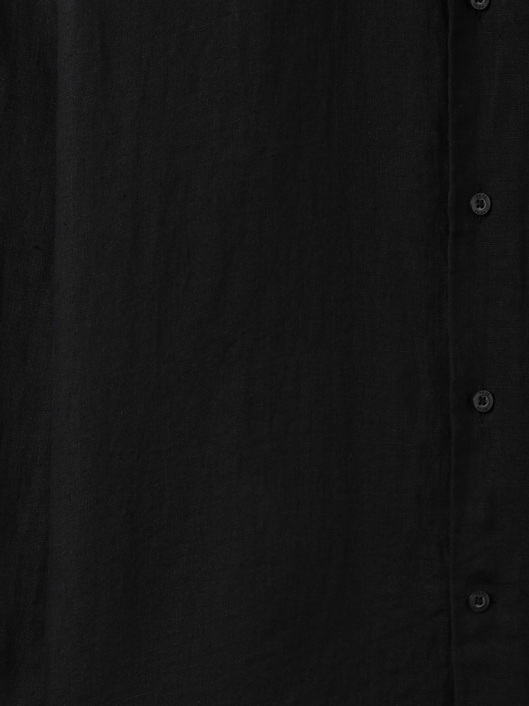Linen Button-Through Shirt in Black