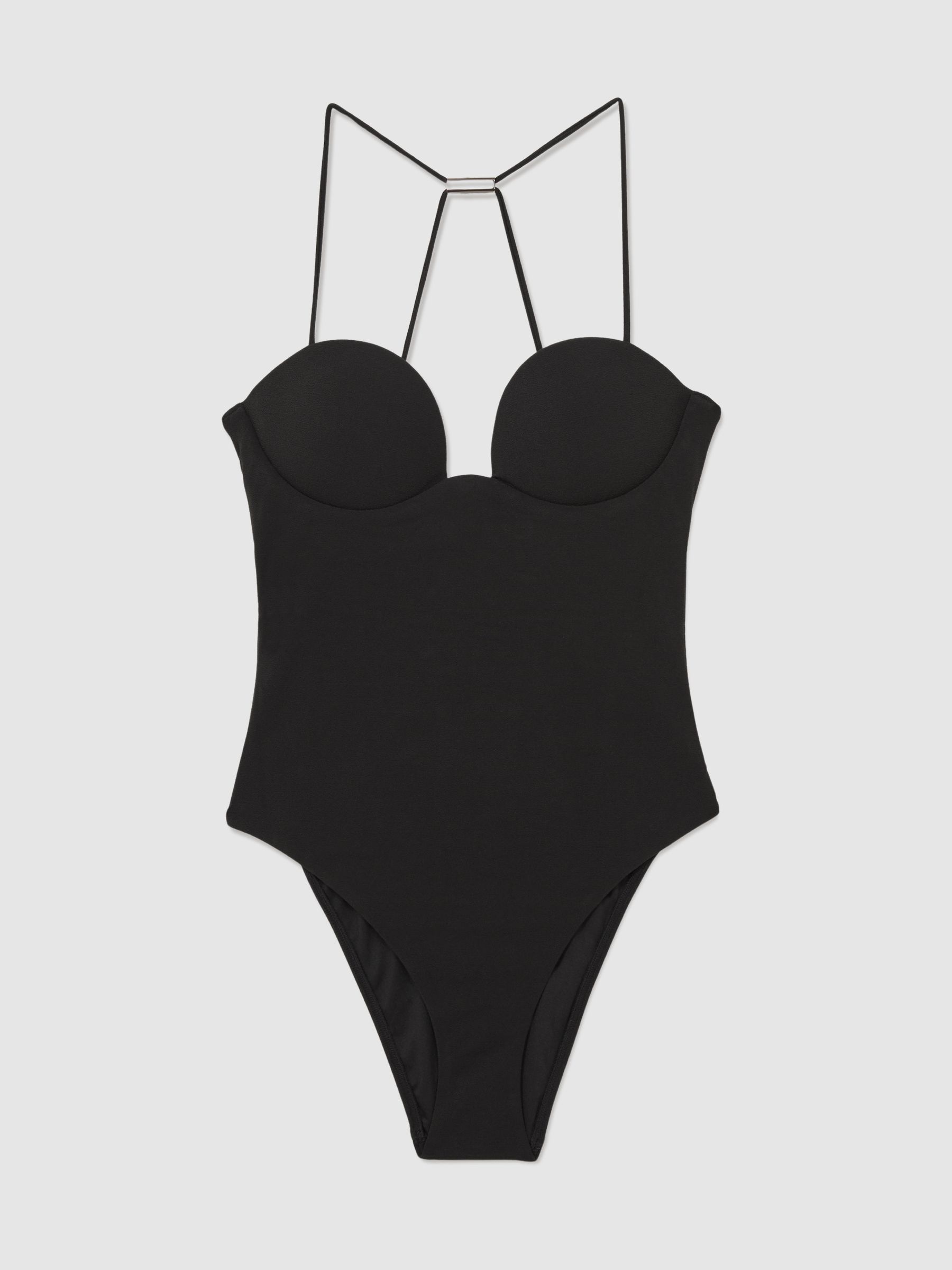 Crepe Padded One-Piece Swimsuit in Black