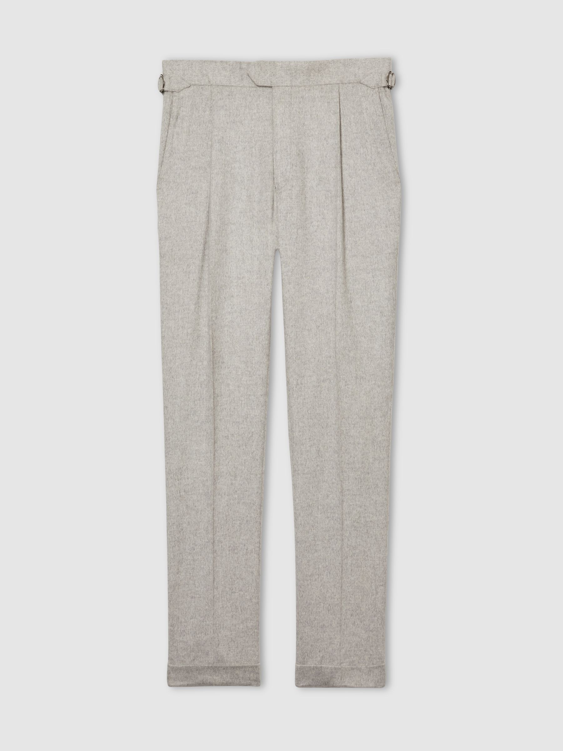 Atelier Tapered Wool Suit Trousers in Grey Melange